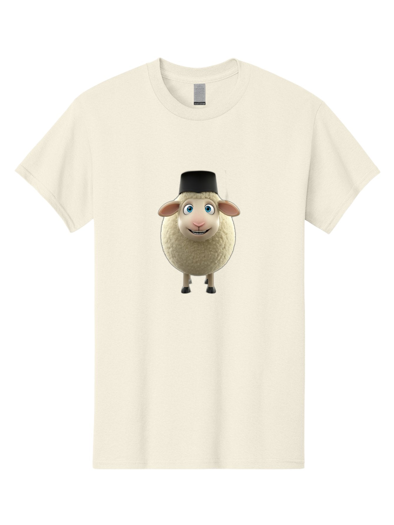 Sheep-In-Top-Hat Men'S Graphic Tee, 100% Cotton, Comfortable Casual Summer Wear, Machine Washable, Cartoon Sheep, White Sheep, Fluffy Sheep, Funny Character, Animated Animal, Lovable Sheep, Sheep Character, Blue Eyes, Black Hat Bad553 12