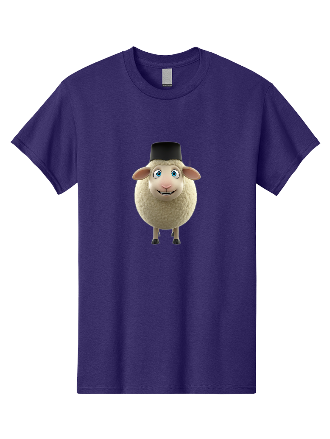 Sheep-In-Top-Hat Men'S Graphic Tee, 100% Cotton, Comfortable Casual Summer Wear, Machine Washable, Cartoon Sheep, White Sheep, Fluffy Sheep, Funny Character, Animated Animal, Lovable Sheep, Sheep Character, Blue Eyes, Black Hat Bad553 8