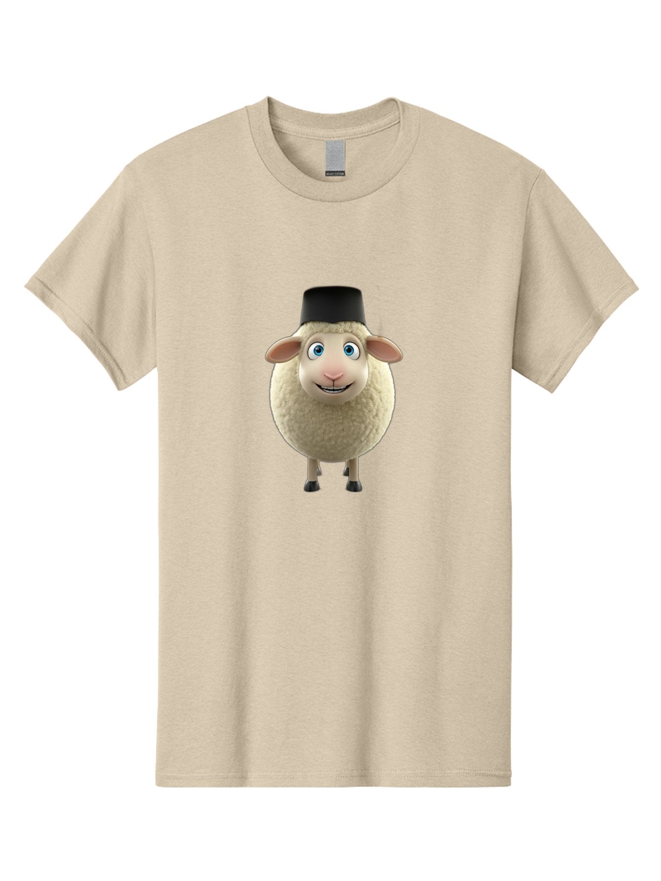 Sheep-In-Top-Hat Men'S Graphic Tee, 100% Cotton, Comfortable Casual Summer Wear, Machine Washable, Cartoon Sheep, White Sheep, Fluffy Sheep, Funny Character, Animated Animal, Lovable Sheep, Sheep Character, Blue Eyes, Black Hat Bad553 10