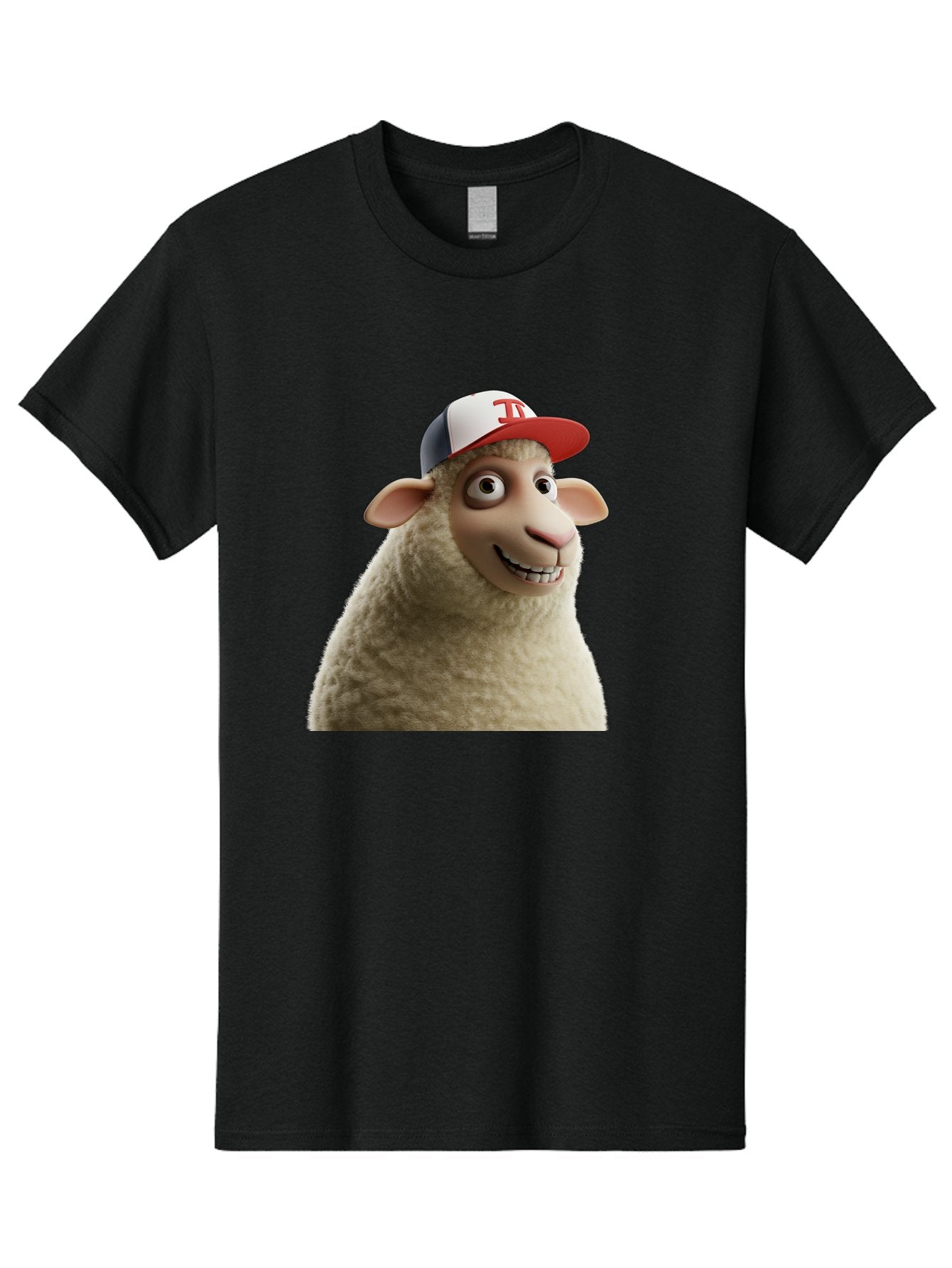 Sheep-Wearing-Baseball-Cap Men'S Graphic Tee, 100% Cotton, Comfortable Casual Summer Wear, Machine Washable, Cartoon Sheep, Sheep Character, Funny Animal, Comedic Cartoon, Baseball Cap, Animated Animal, Humorous Character, White Sheep, Tj Logo Bad558 10
