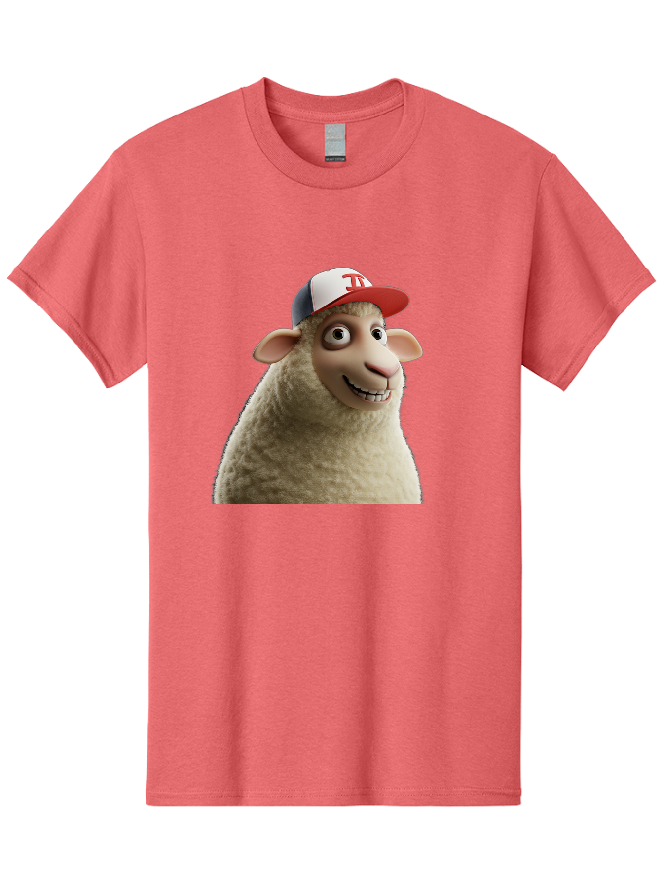 Sheep-Wearing-Baseball-Cap Men'S Graphic Tee, 100% Cotton, Comfortable Casual Summer Wear, Machine Washable, Cartoon Sheep, Sheep Character, Funny Animal, Comedic Cartoon, Baseball Cap, Animated Animal, Humorous Character, White Sheep, Tj Logo Bad558 13