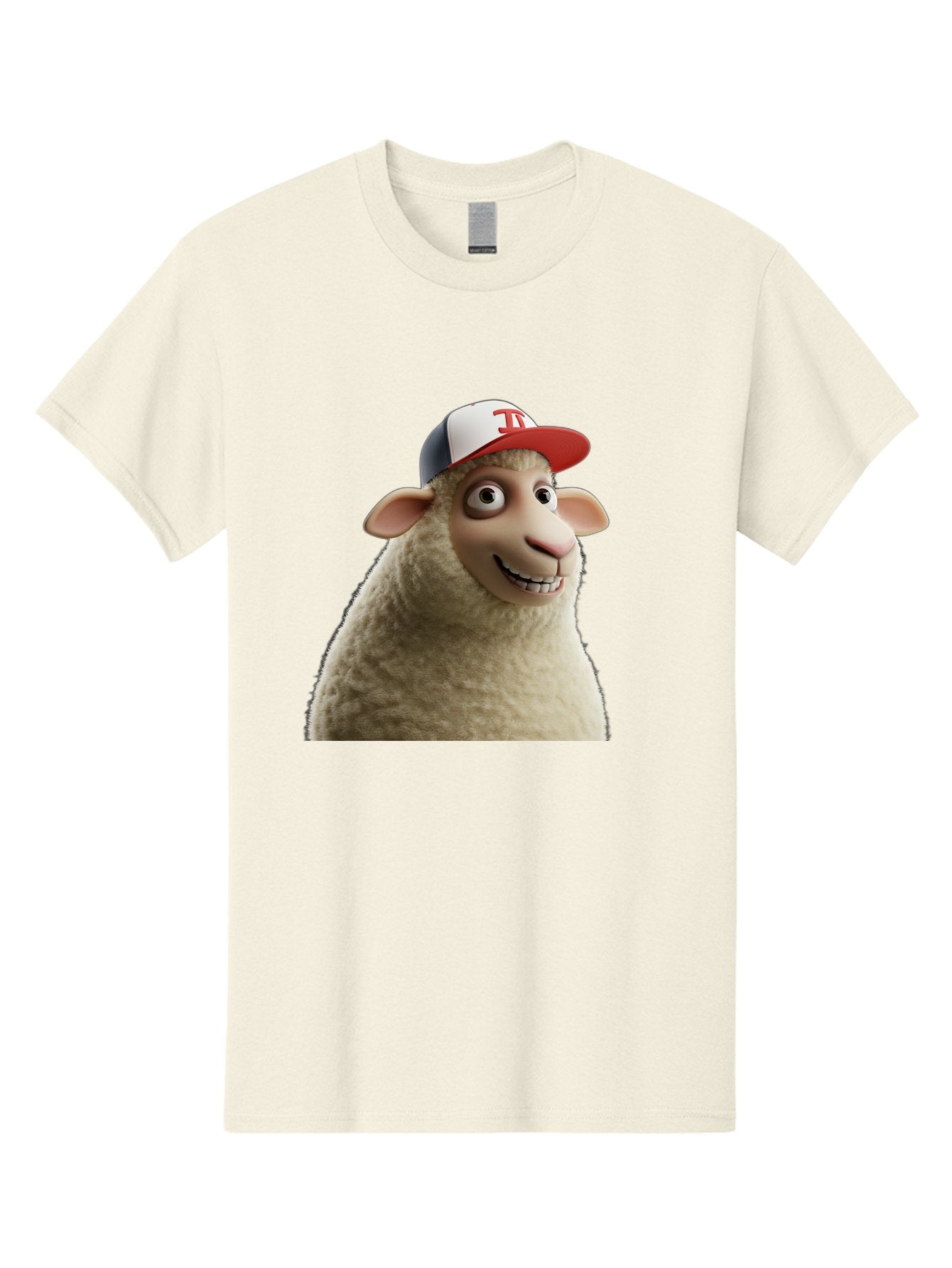 Sheep-Wearing-Baseball-Cap Men'S Graphic Tee, 100% Cotton, Comfortable Casual Summer Wear, Machine Washable, Cartoon Sheep, Sheep Character, Funny Animal, Comedic Cartoon, Baseball Cap, Animated Animal, Humorous Character, White Sheep, Tj Logo Bad558 9