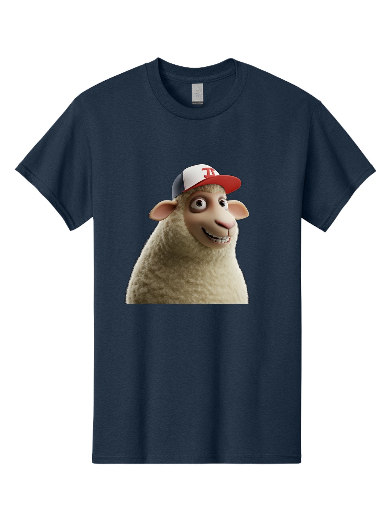 Sheep-Wearing-Baseball-Cap Men'S Graphic Tee, 100% Cotton, Comfortable Casual Summer Wear, Machine Washable, Cartoon Sheep, Sheep Character, Funny Animal, Comedic Cartoon, Baseball Cap, Animated Animal, Humorous Character, White Sheep, Tj Logo Bad558 3