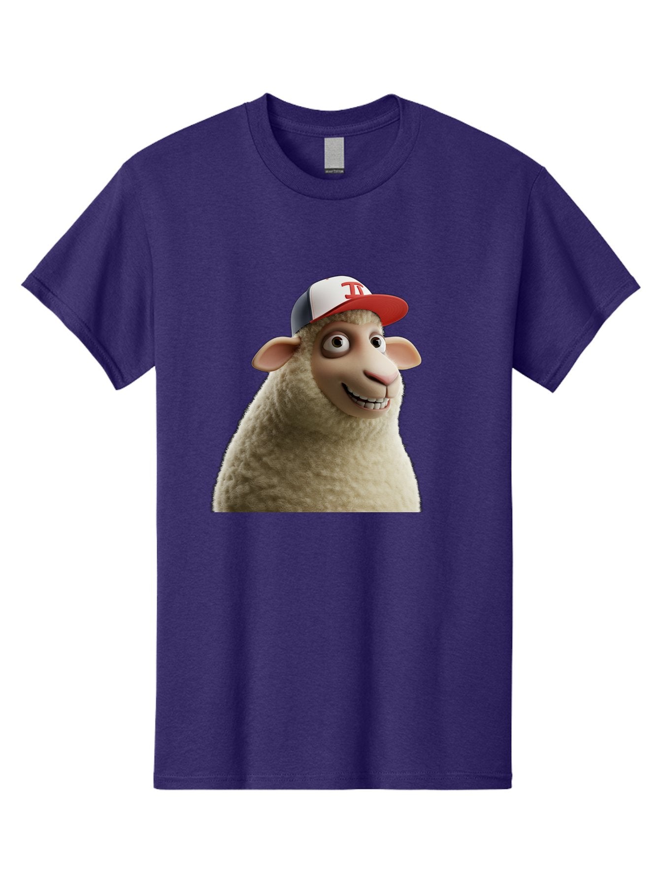 Sheep-Wearing-Baseball-Cap Men'S Graphic Tee, 100% Cotton, Comfortable Casual Summer Wear, Machine Washable, Cartoon Sheep, Sheep Character, Funny Animal, Comedic Cartoon, Baseball Cap, Animated Animal, Humorous Character, White Sheep, Tj Logo Bad558