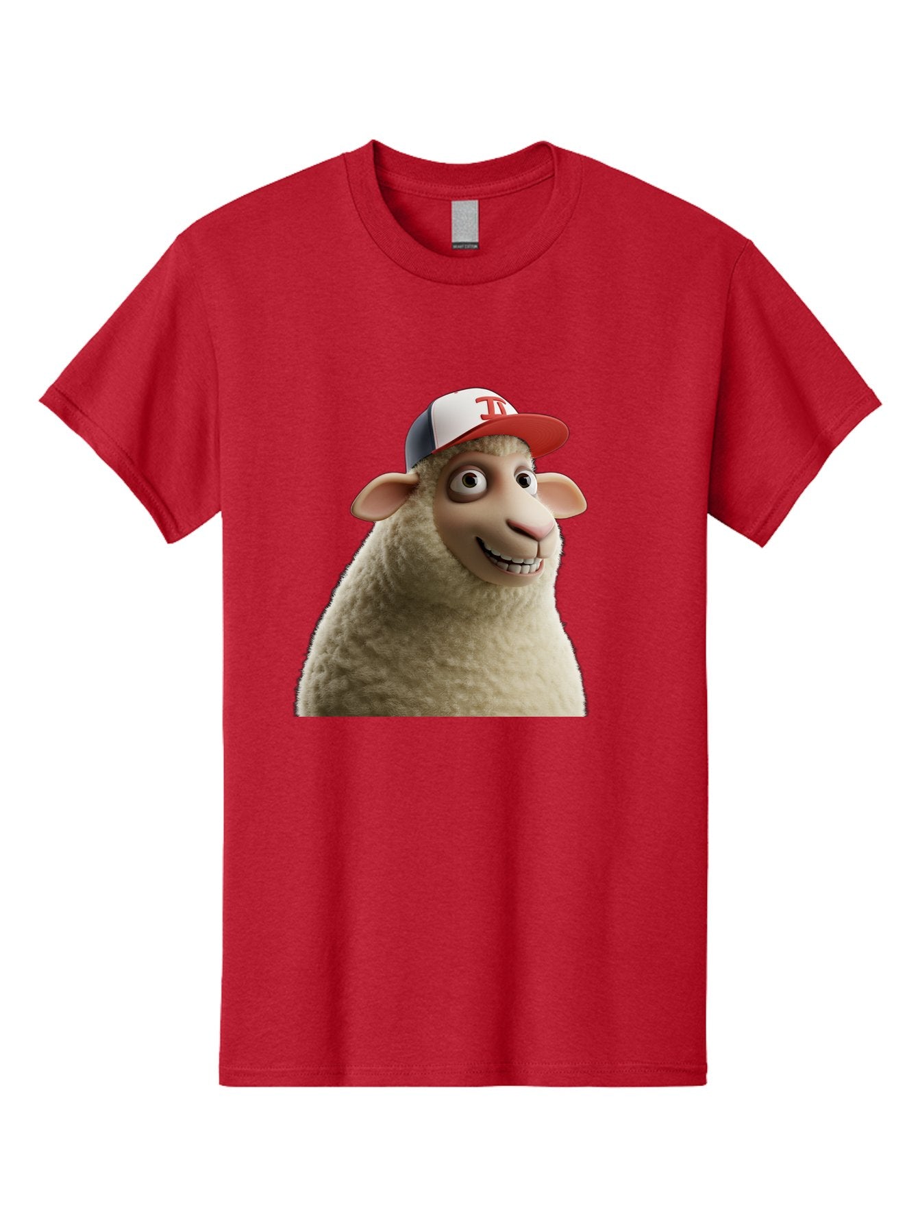 Sheep-Wearing-Baseball-Cap Men'S Graphic Tee, 100% Cotton, Comfortable Casual Summer Wear, Machine Washable, Cartoon Sheep, Sheep Character, Funny Animal, Comedic Cartoon, Baseball Cap, Animated Animal, Humorous Character, White Sheep, Tj Logo Bad558 13