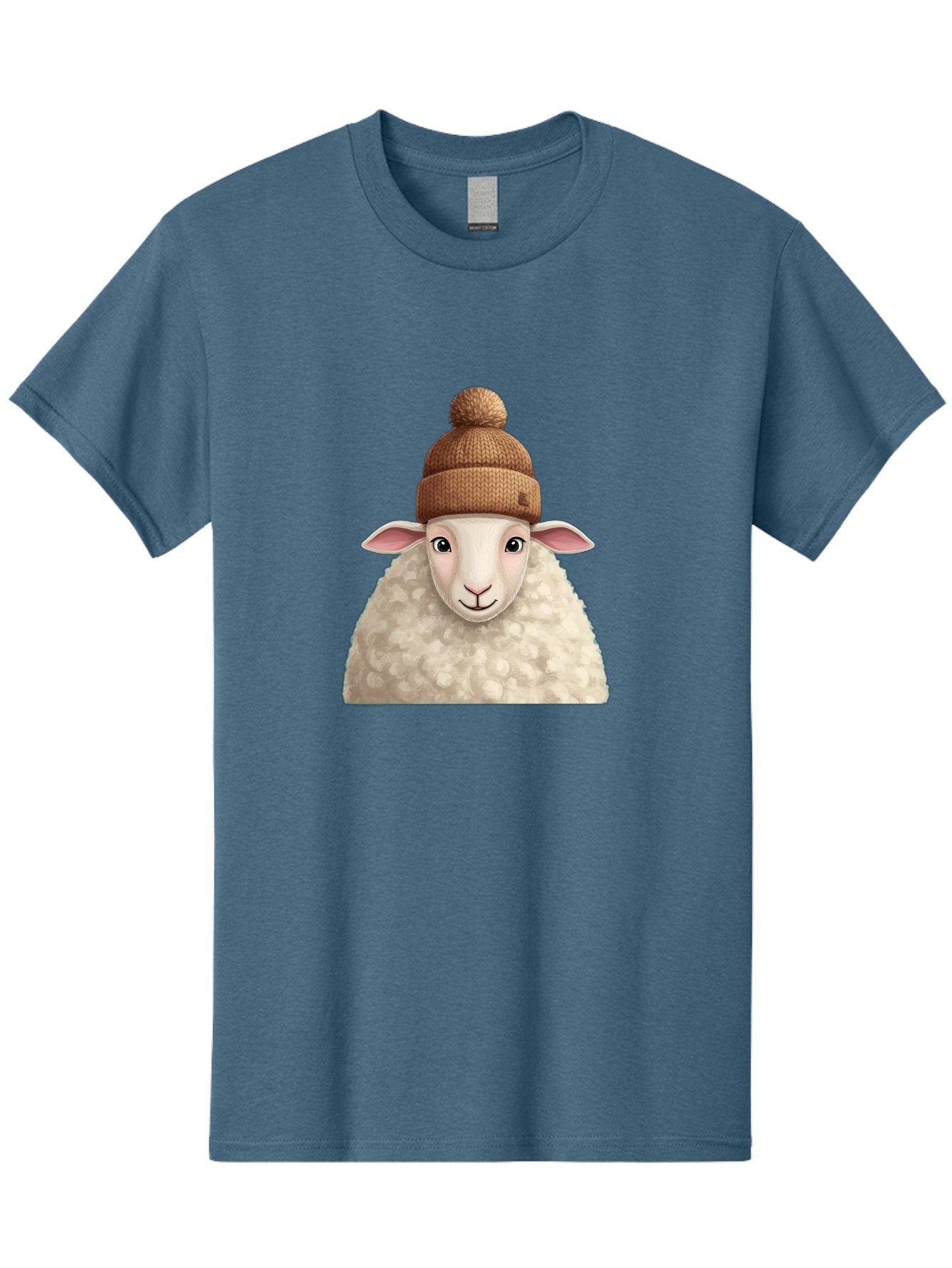 Sheep-With-Beanie Men'S Graphic Tee, 100% Cotton, Comfortable Casual Summer Wear, Machine Washable, Cartoon Sheep, Fluffy Sheep, Sheep Wearing Beanie, Winter Accessories, Cute Animal, Sheep Character, Playful Illustration, Sheep In Hat Bad559 12