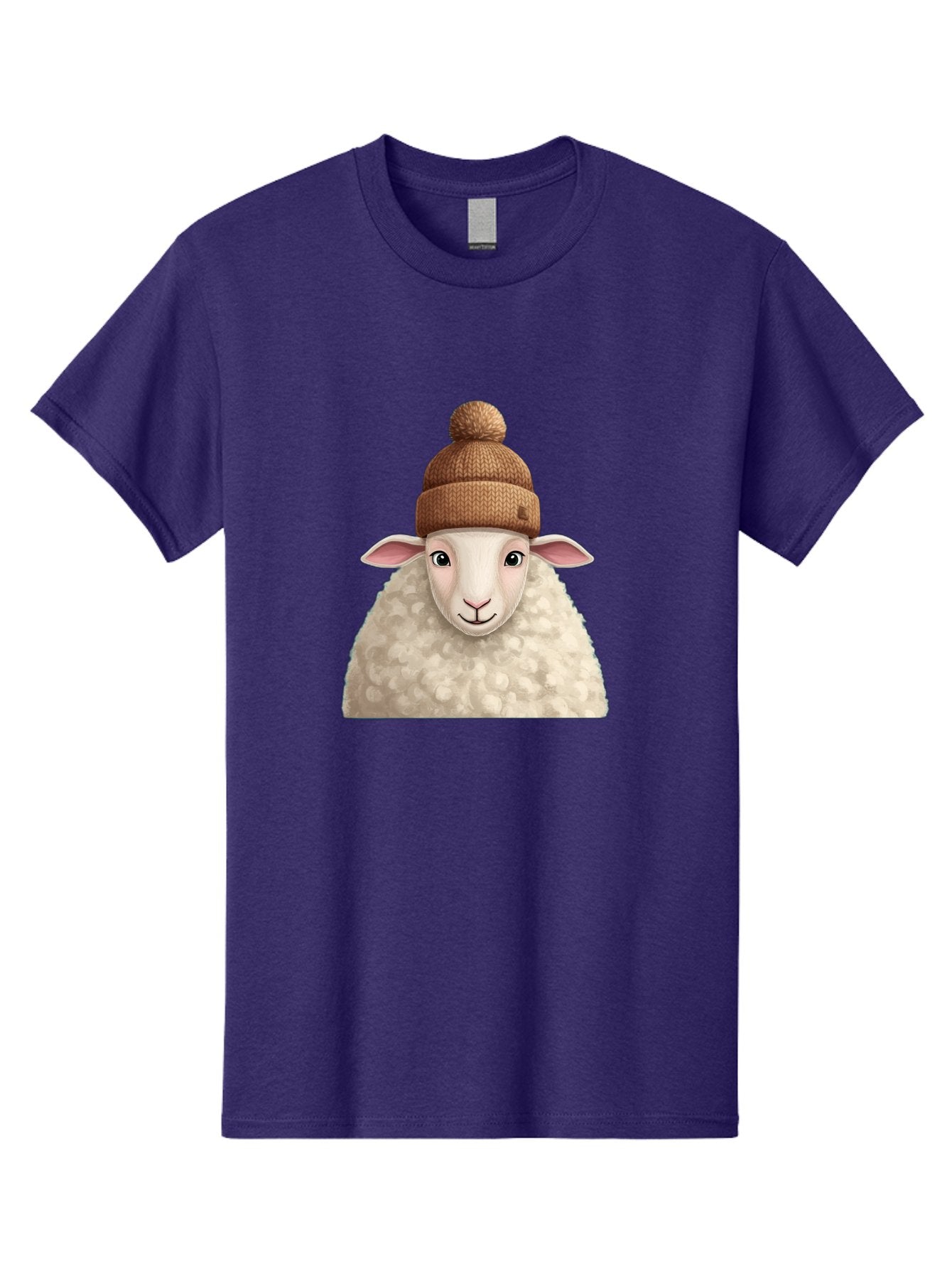 Sheep-With-Beanie Men'S Graphic Tee, 100% Cotton, Comfortable Casual Summer Wear, Machine Washable, Cartoon Sheep, Fluffy Sheep, Sheep Wearing Beanie, Winter Accessories, Cute Animal, Sheep Character, Playful Illustration, Sheep In Hat Bad559 13