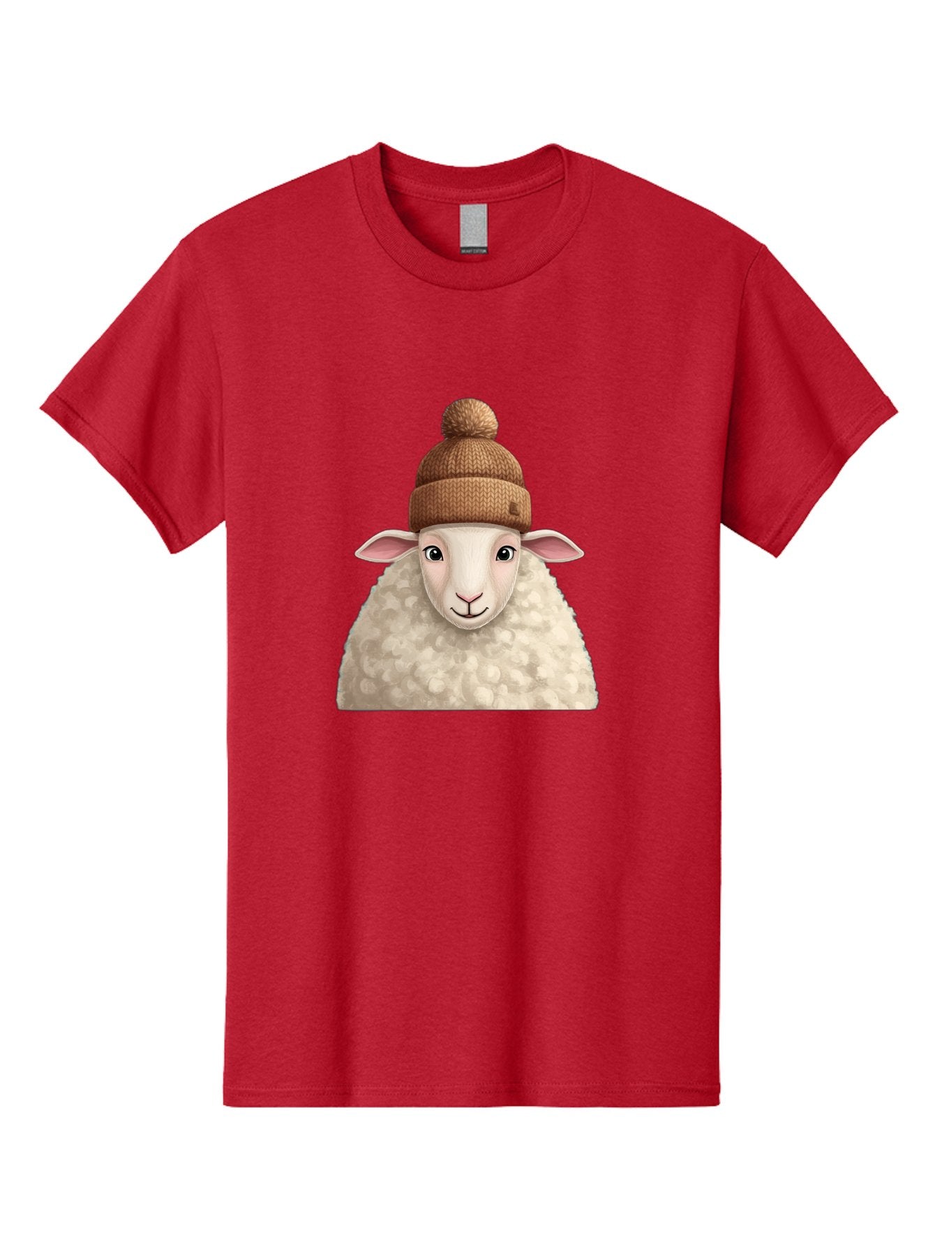 Sheep-With-Beanie Men'S Graphic Tee, 100% Cotton, Comfortable Casual Summer Wear, Machine Washable, Cartoon Sheep, Fluffy Sheep, Sheep Wearing Beanie, Winter Accessories, Cute Animal, Sheep Character, Playful Illustration, Sheep In Hat Bad559 11
