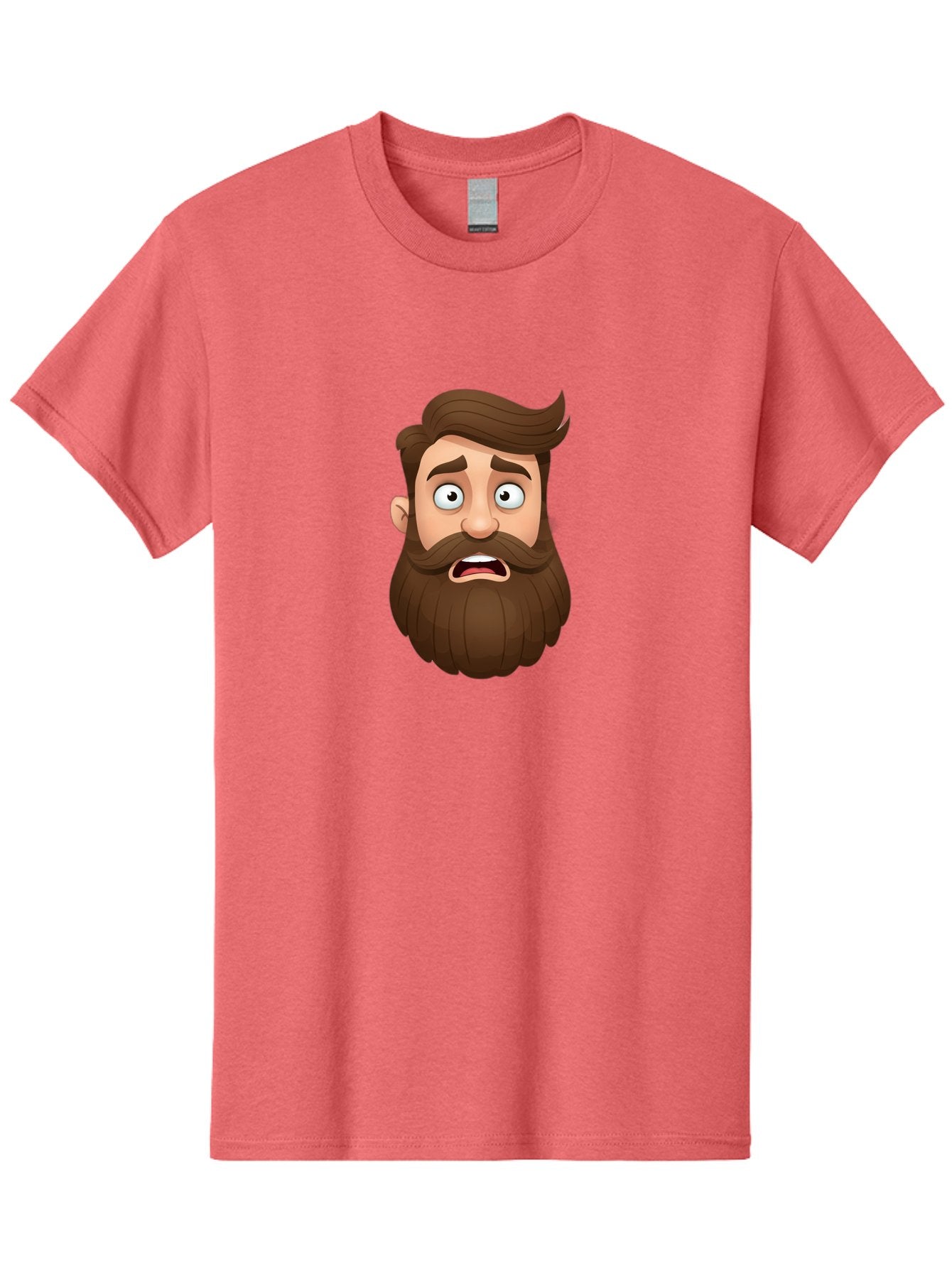 Shocked-Man Men'S Graphic Tee, 100% Cotton, Comfortable Casual Summer Wear, Machine Washable, Cartoon Character, Shocked Expression, Wide Eyes, Open Mouth, Surprised Face, Bearded Man, Comic Style, Exaggerated Features, Emotional Reaction Bad561