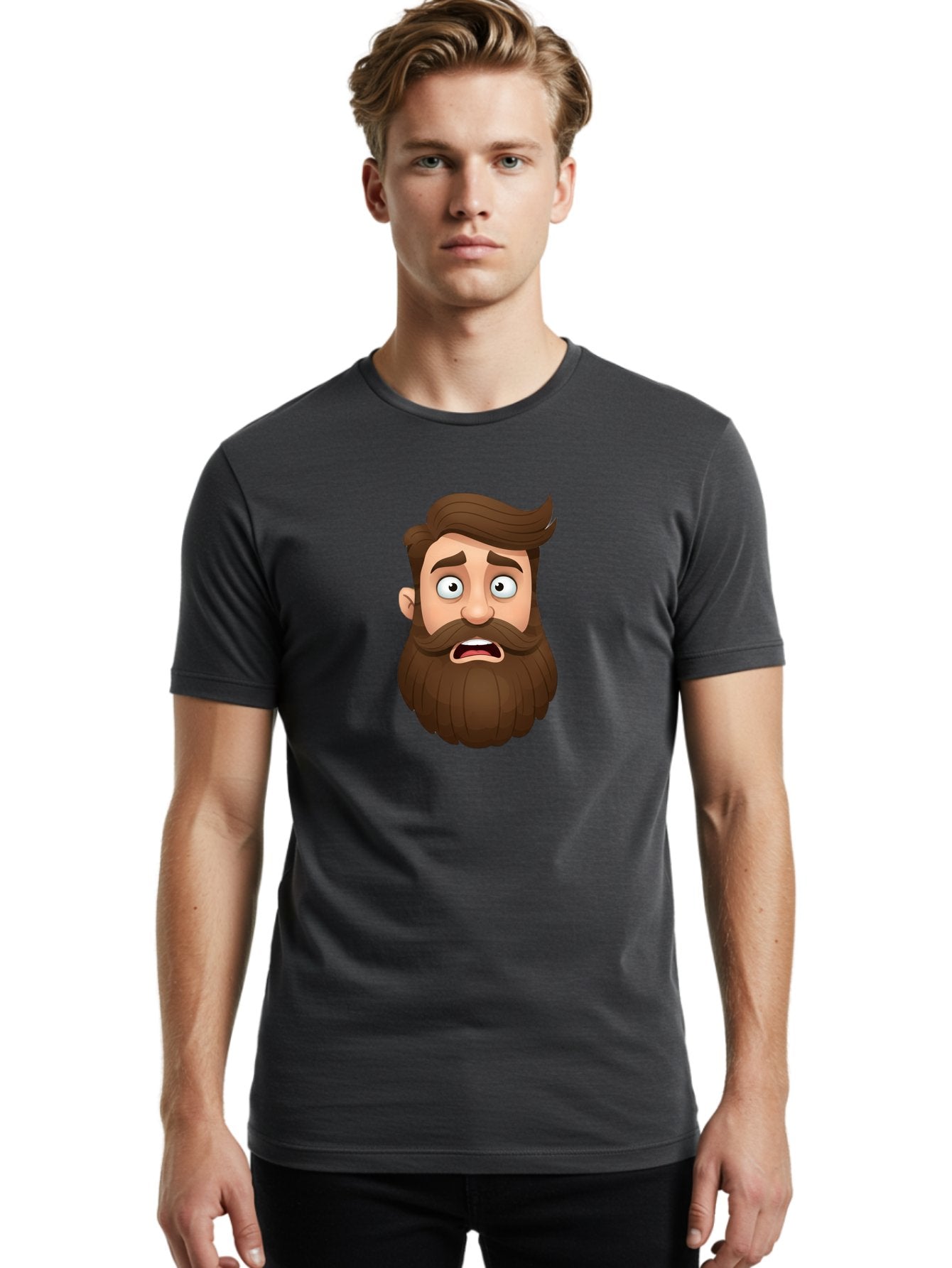 Shocked-Man Men'S Graphic Tee, 100% Cotton, Comfortable Casual Summer Wear, Machine Washable, Cartoon Character, Shocked Expression, Wide Eyes, Open Mouth, Surprised Face, Bearded Man, Comic Style, Exaggerated Features, Emotional Reaction Bad561 29