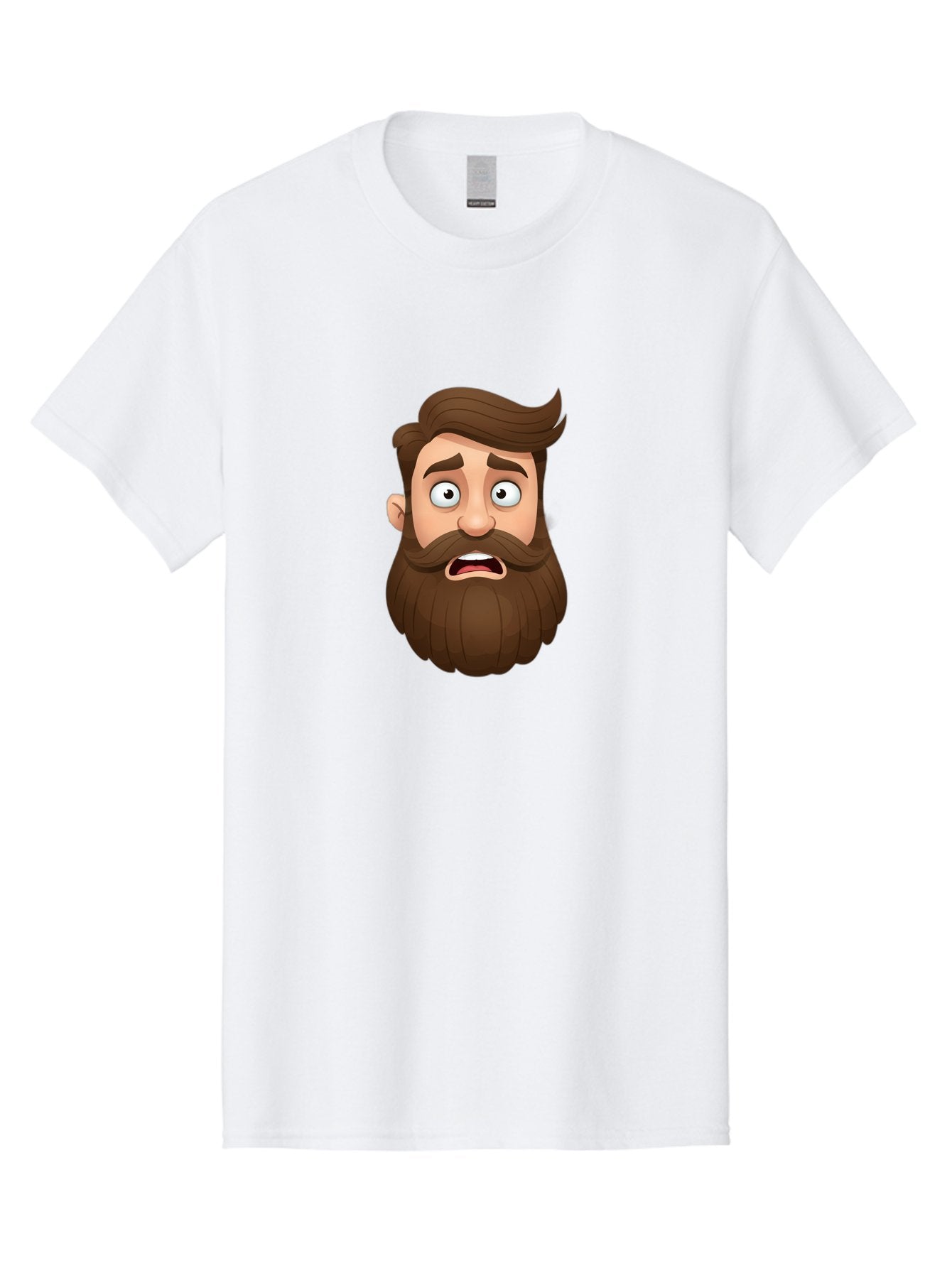 Shocked-Man Men'S Graphic Tee, 100% Cotton, Comfortable Casual Summer Wear, Machine Washable, Cartoon Character, Shocked Expression, Wide Eyes, Open Mouth, Surprised Face, Bearded Man, Comic Style, Exaggerated Features, Emotional Reaction Bad561 6