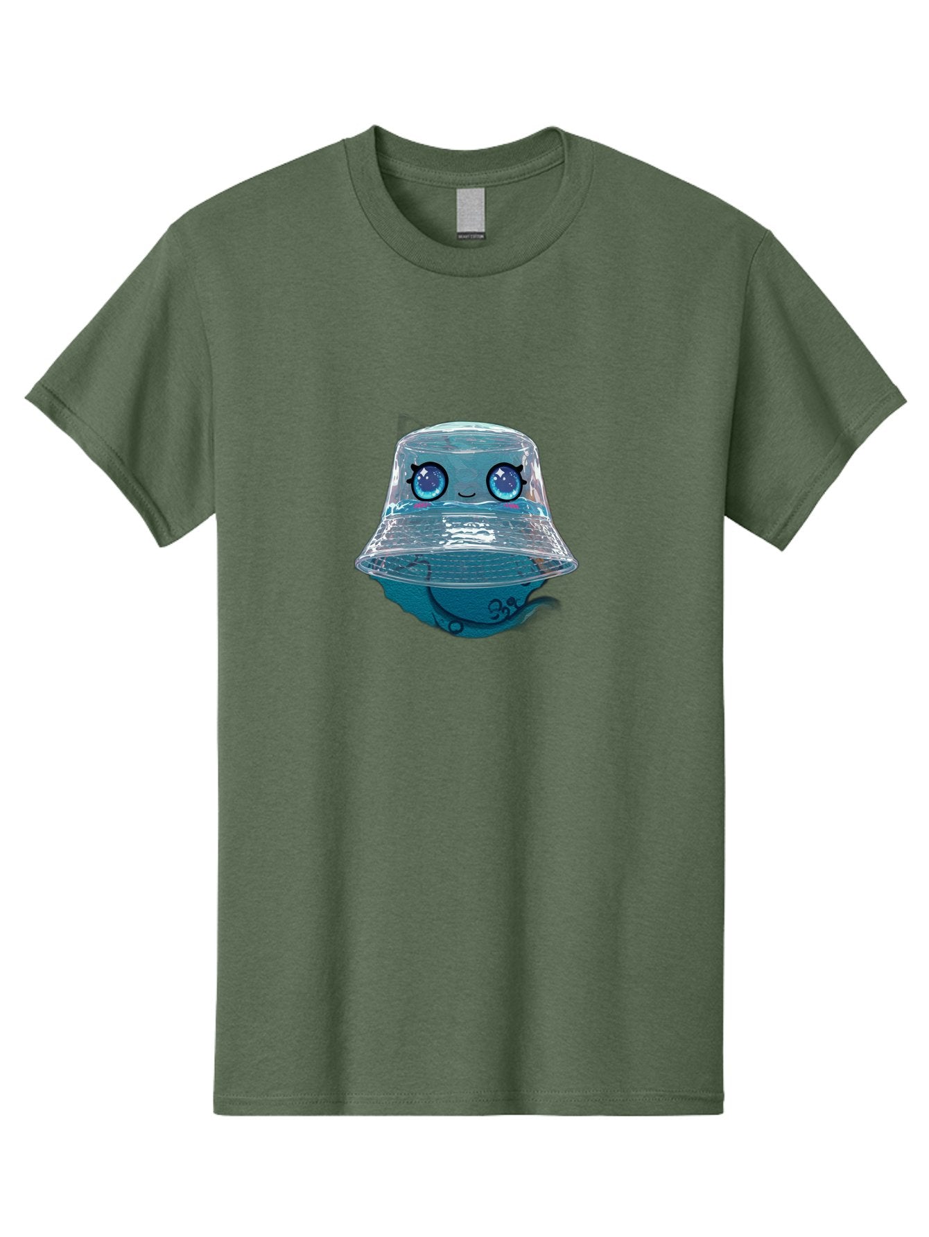 Shopkins-Jelly-Bucket Men'S Graphic Tee, 100% Cotton, Comfortable Casual Summer Wear, Machine Washable, Cartoon Ice Cream, Blue Ice Cream, Shopkins Character, Sweet Treats, Whimsical Design, Kawaii Style, Face With Eyes, Cute Desserts, Bad562 13