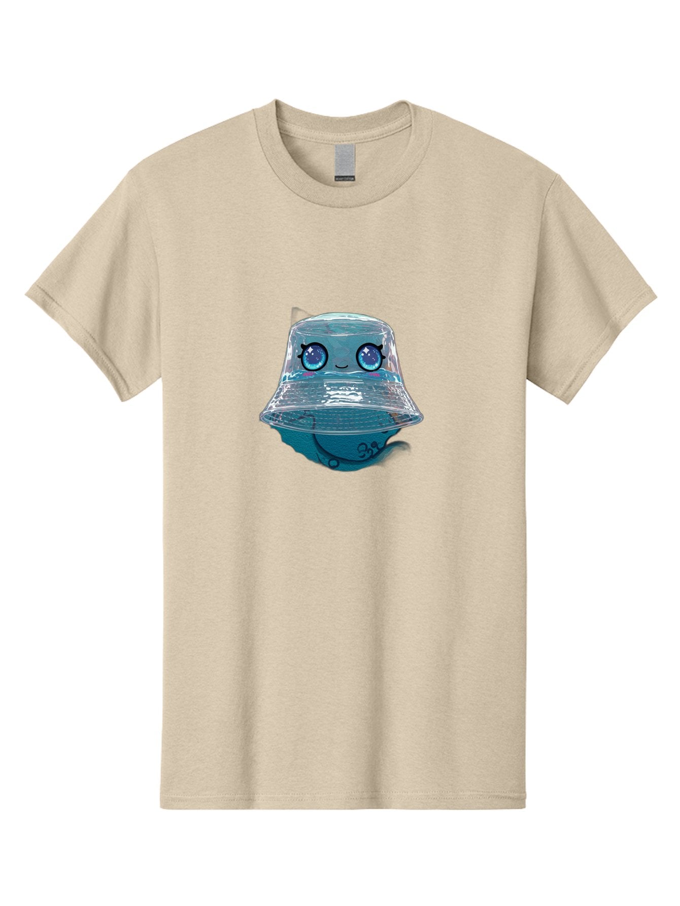 Shopkins-Jelly-Bucket Men'S Graphic Tee, 100% Cotton, Comfortable Casual Summer Wear, Machine Washable, Cartoon Ice Cream, Blue Ice Cream, Shopkins Character, Sweet Treats, Whimsical Design, Kawaii Style, Face With Eyes, Cute Desserts, Bad562 3