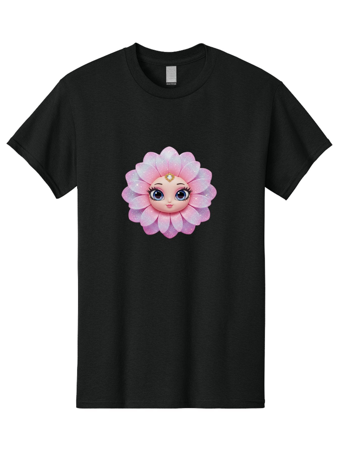 Shopkins-Petal-Blossom Men'S Graphic Tee, 100% Cotton, Comfortable Casual Summer Wear, Machine Washable, L.O.L. Surprise! Doll, Petal Character, Pink Flower, Glittery Petals, Blue Eyes, Mascara Eyelashes, Gemstone Tiara, Cute Face, Bad563 9