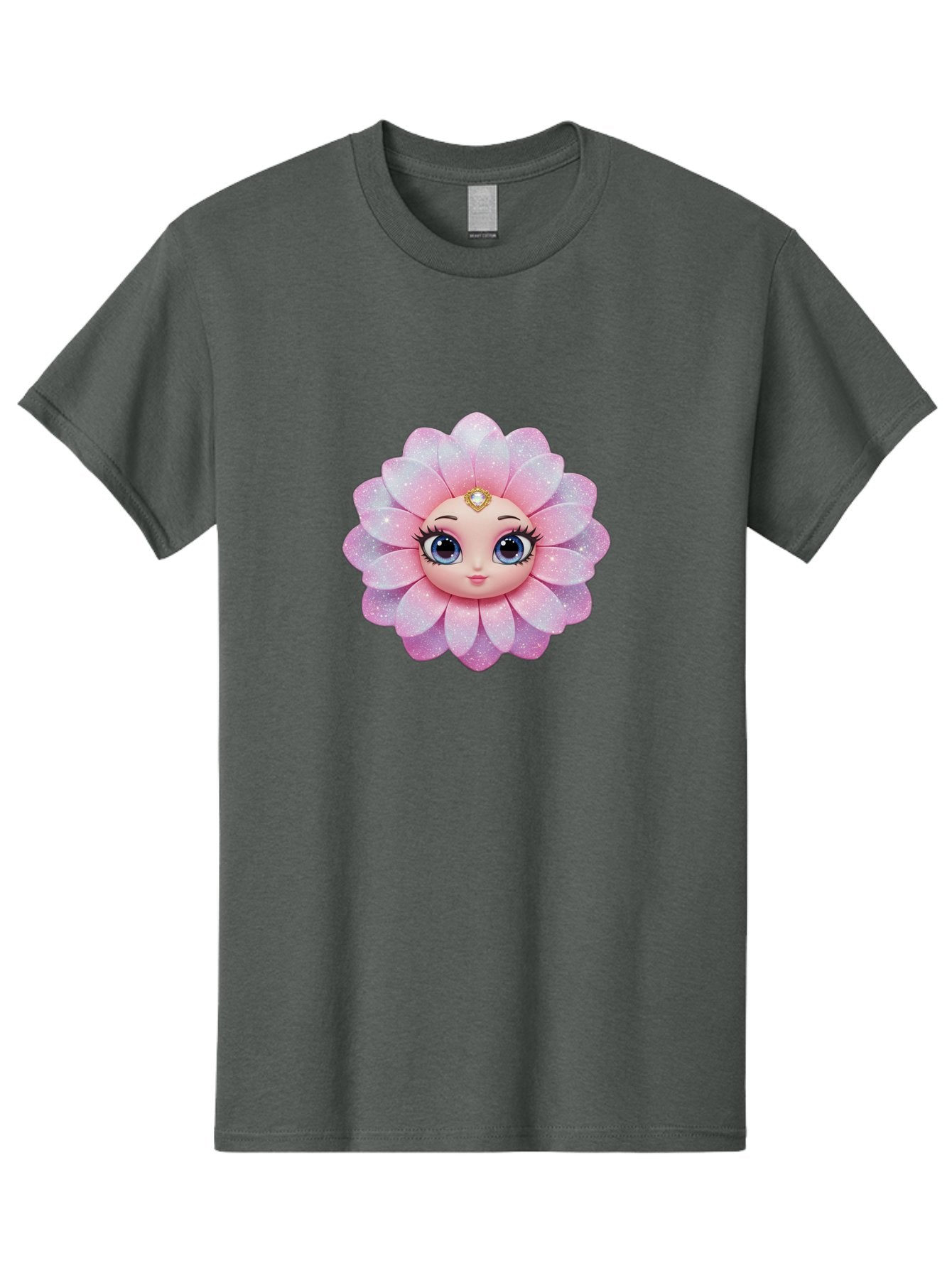 Shopkins-Petal-Blossom Men'S Graphic Tee, 100% Cotton, Comfortable Casual Summer Wear, Machine Washable, L.O.L. Surprise! Doll, Petal Character, Pink Flower, Glittery Petals, Blue Eyes, Mascara Eyelashes, Gemstone Tiara, Cute Face, Bad563 13