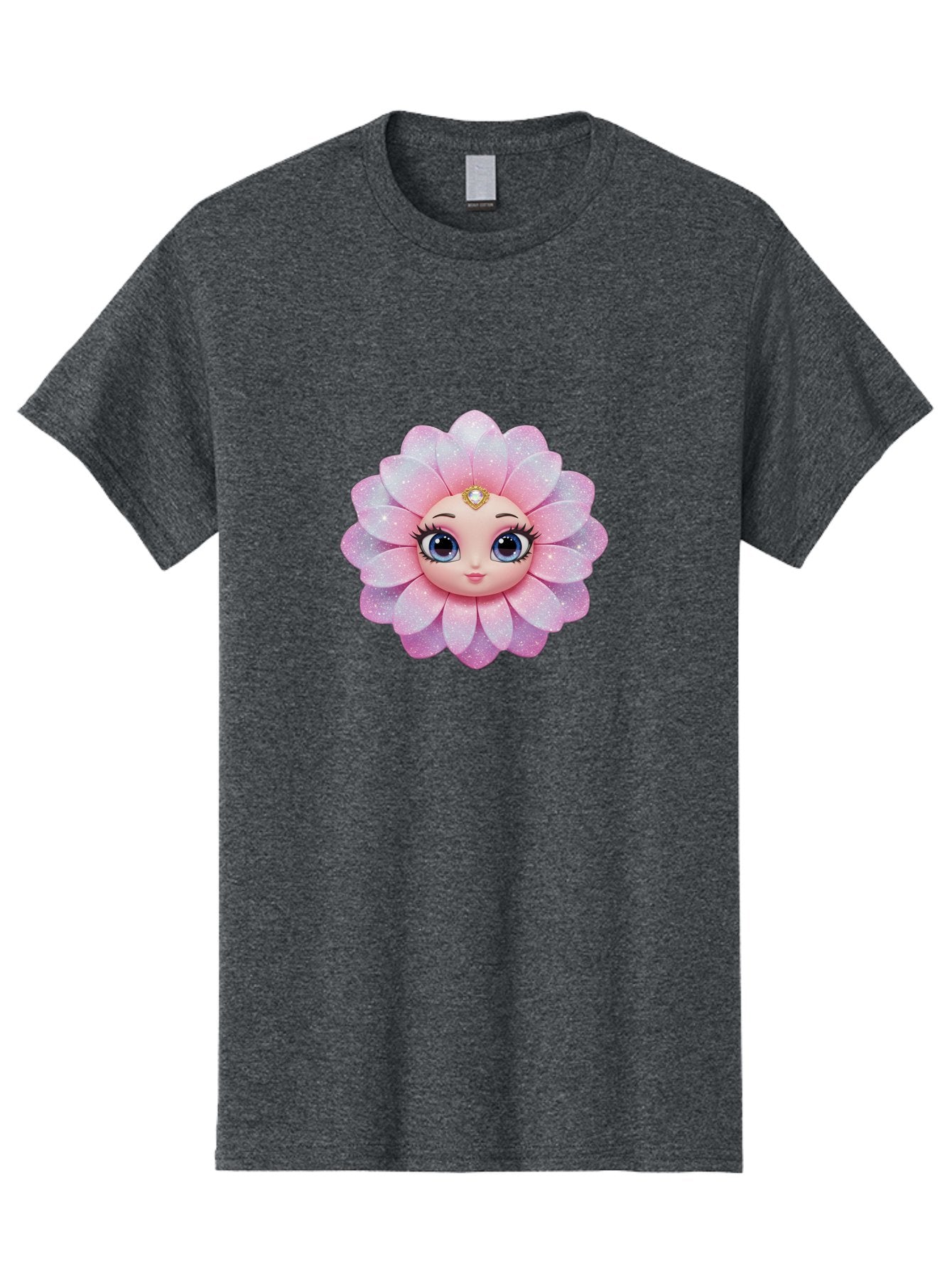 Shopkins-Petal-Blossom Men'S Graphic Tee, 100% Cotton, Comfortable Casual Summer Wear, Machine Washable, L.O.L. Surprise! Doll, Petal Character, Pink Flower, Glittery Petals, Blue Eyes, Mascara Eyelashes, Gemstone Tiara, Cute Face, Bad563 10