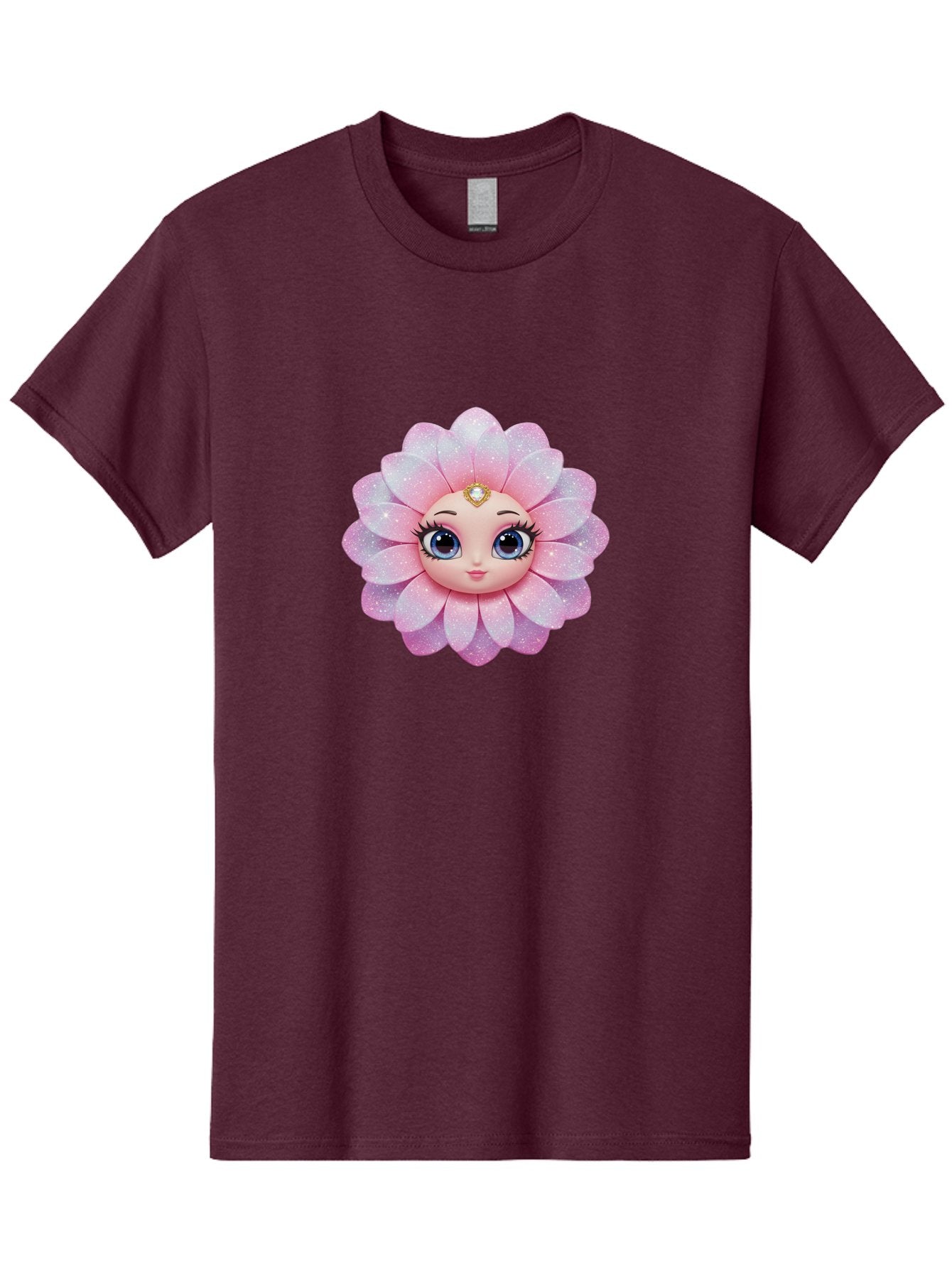 Shopkins-Petal-Blossom Men'S Graphic Tee, 100% Cotton, Comfortable Casual Summer Wear, Machine Washable, L.O.L. Surprise! Doll, Petal Character, Pink Flower, Glittery Petals, Blue Eyes, Mascara Eyelashes, Gemstone Tiara, Cute Face, Bad563 14
