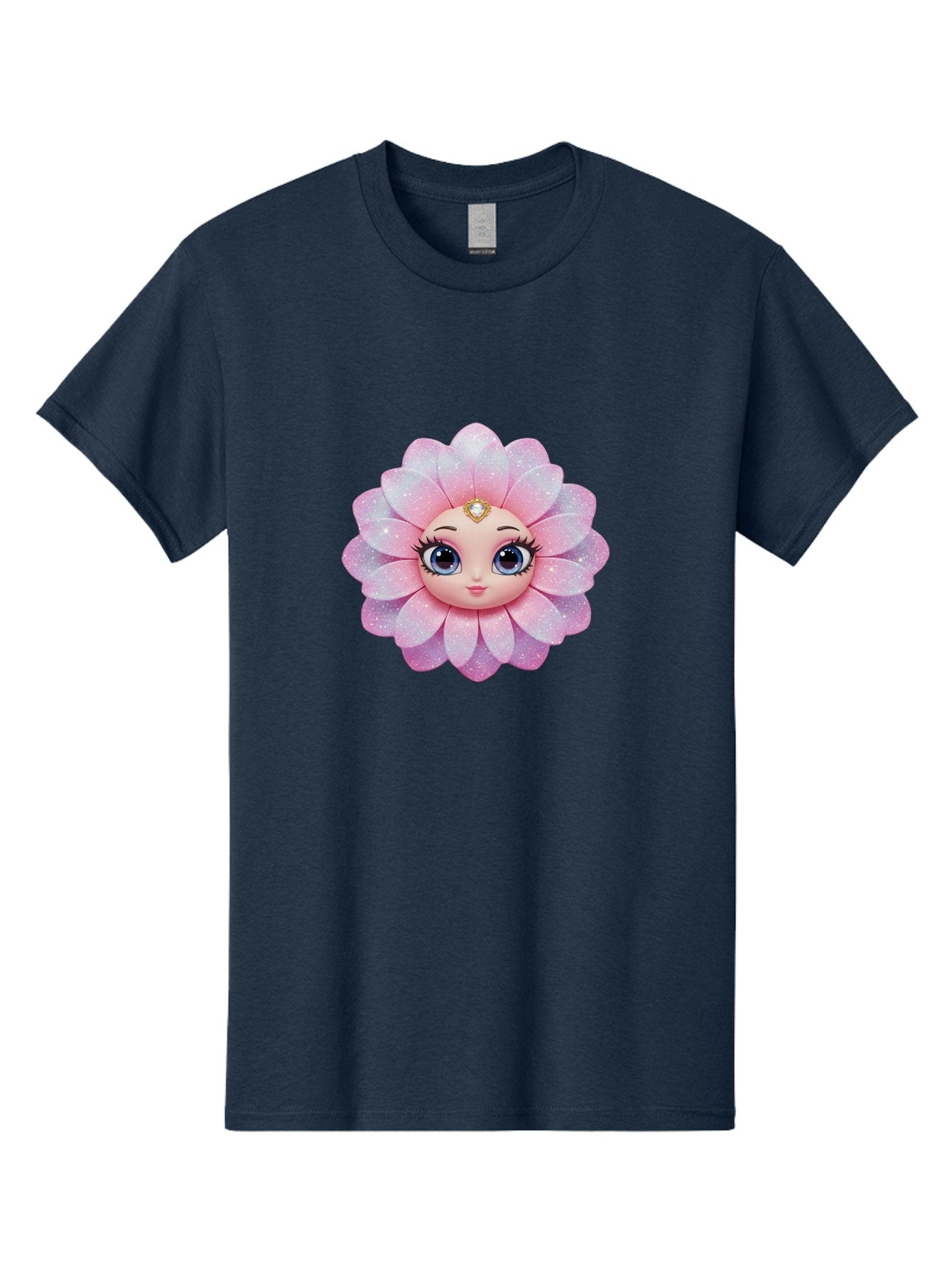 Shopkins-Petal-Blossom Men'S Graphic Tee, 100% Cotton, Comfortable Casual Summer Wear, Machine Washable, L.O.L. Surprise! Doll, Petal Character, Pink Flower, Glittery Petals, Blue Eyes, Mascara Eyelashes, Gemstone Tiara, Cute Face, Bad563 12