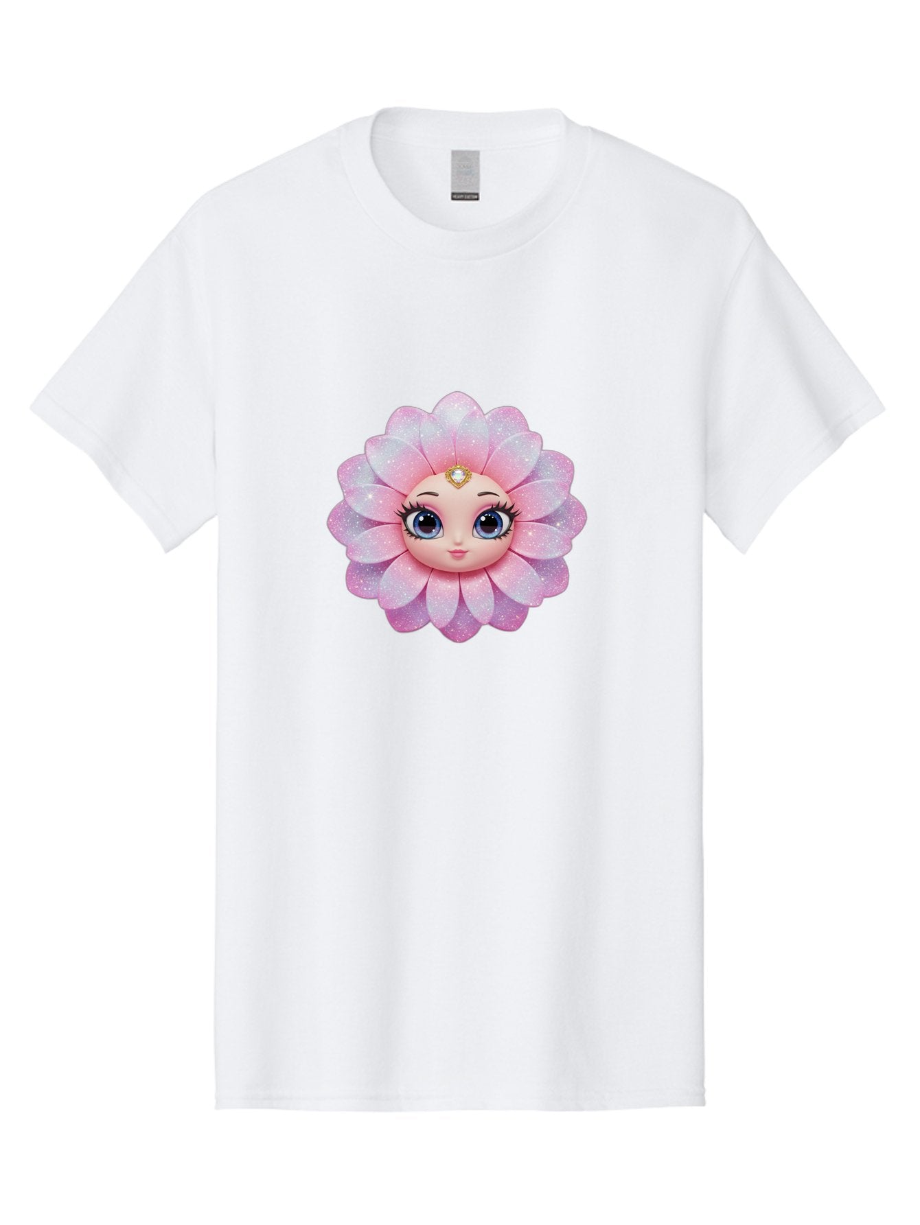 Shopkins-Petal-Blossom Men'S Graphic Tee, 100% Cotton, Comfortable Casual Summer Wear, Machine Washable, L.O.L. Surprise! Doll, Petal Character, Pink Flower, Glittery Petals, Blue Eyes, Mascara Eyelashes, Gemstone Tiara, Cute Face, Bad563 15