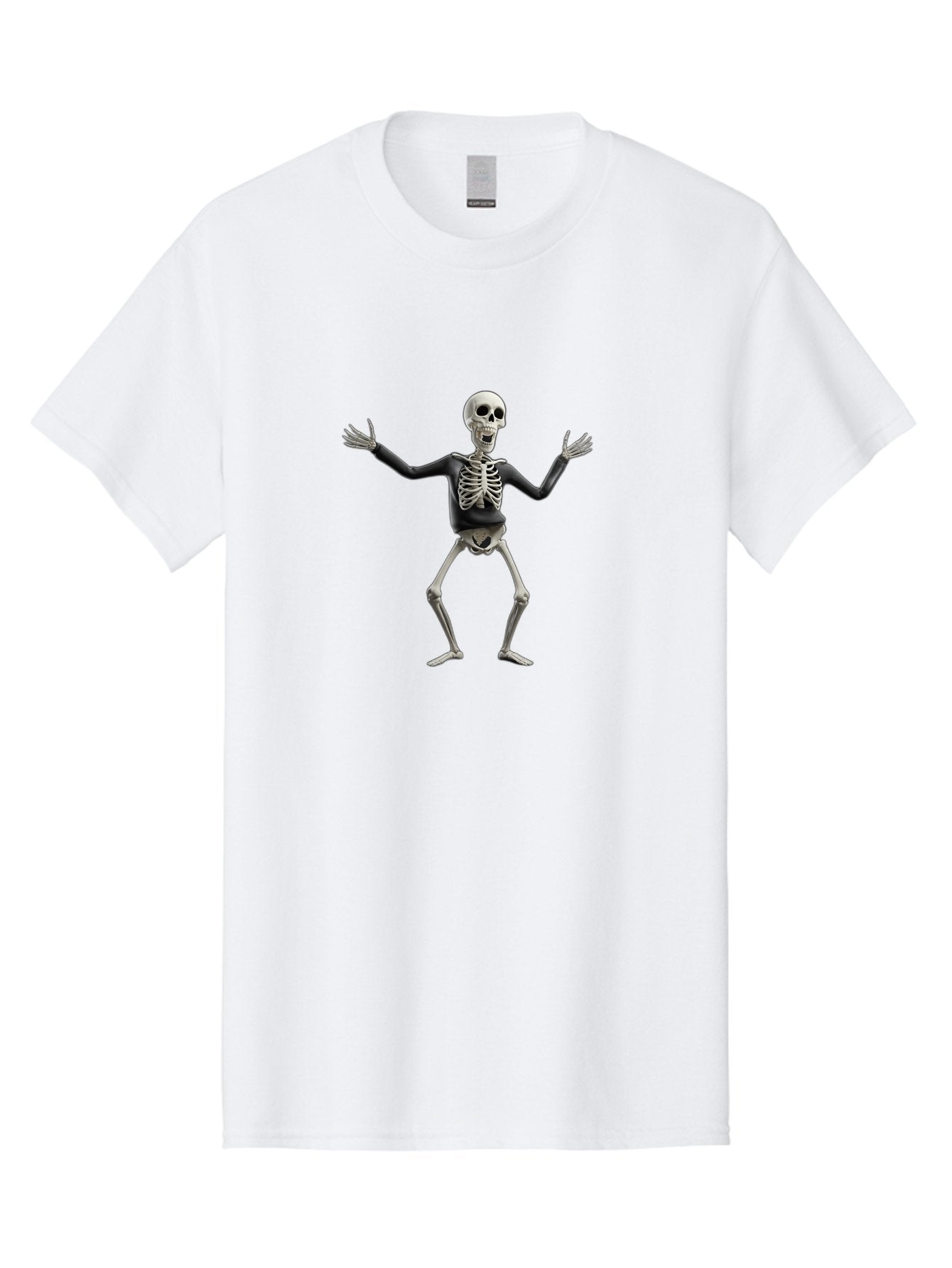 Skeleton-Dancing Men'S Graphic Tee, 100% Cotton, Comfortable Casual Summer Wear, Machine Washable, Skeleton Dancing, Skeletal Figure, Dance Move, Spooky Atmosphere, Halloween Theme, Funny Bones, Bone Structure, Festive Character Bad570