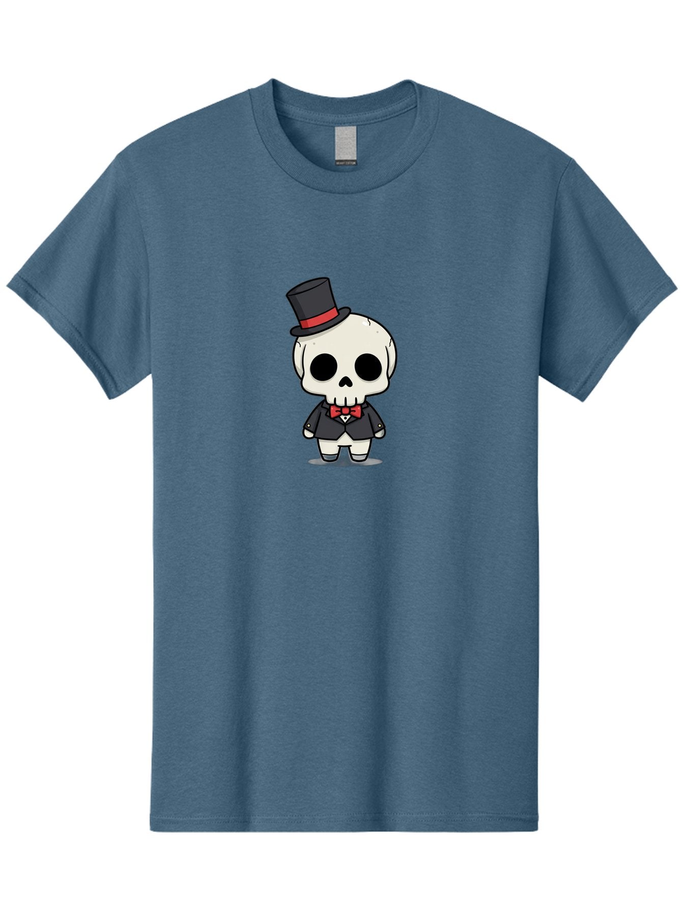 Skeleton-Gentleman Men'S Graphic Tee, 100% Cotton, Comfortable Casual Summer Wear, Machine Washable, Cartoon Skeleton, Gentleman Attire, Top Hat, Bow Tie, Spooky Chic, Halloween Style, Formal Wear, Skull Character, Kawaii Aesthetic, Bad572