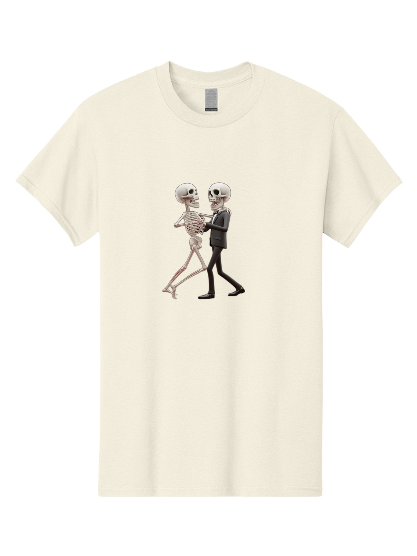 Skeletons-Dancing Men'S Graphic Tee, 100% Cotton, Comfortable Casual Summer Wear, Machine Washable, Skeletons Dancing Together, Humorous Scene, Unique Visuals, Creative Art, 3D Artistry, Skeleton In Suit, Quirky Character Design, Dance Move, Bad577