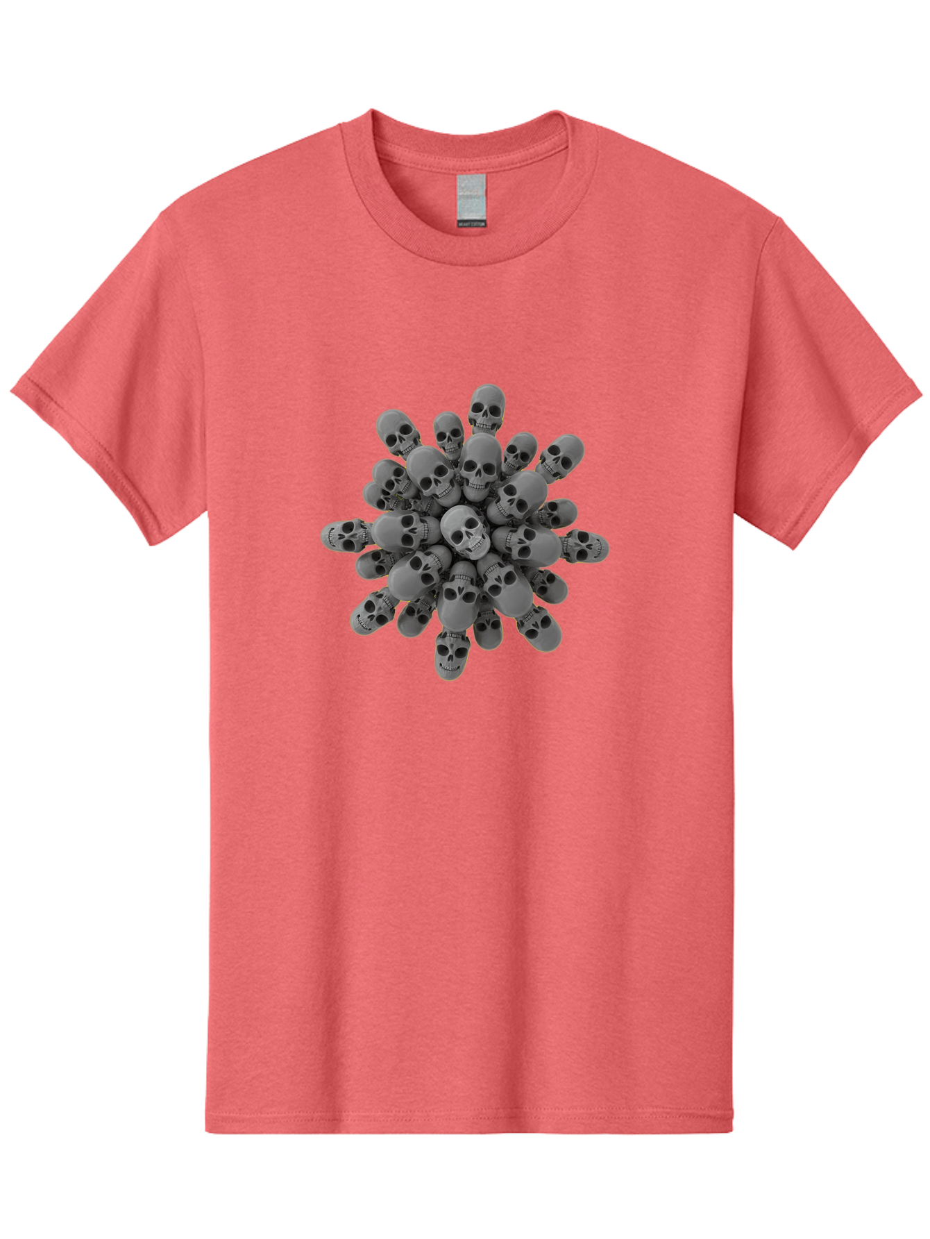 Skull-Cluster Men'S Graphic Tee, 100% Cotton, Comfortable Casual Summer Wear, Machine Washable, Cluster Of Gray Skulls, Multiple Skulls, Human Skulls, 3D Rendering, Skull Collection, Dark Art, Horror Theme, Macabre Symbolism, Death Imagery Bad583 10