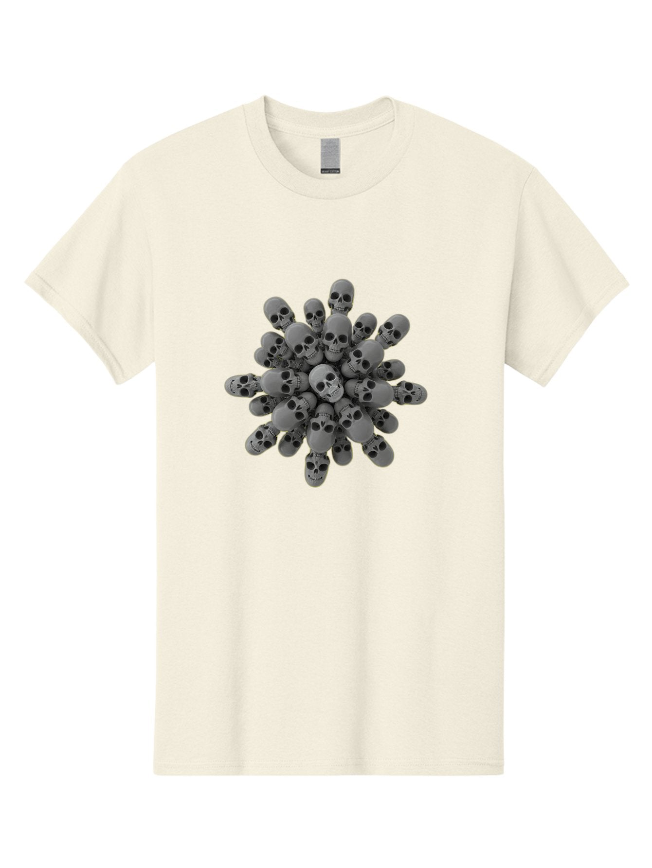 Skull-Cluster Men'S Graphic Tee, 100% Cotton, Comfortable Casual Summer Wear, Machine Washable, Cluster Of Gray Skulls, Multiple Skulls, Human Skulls, 3D Rendering, Skull Collection, Dark Art, Horror Theme, Macabre Symbolism, Death Imagery Bad583 3