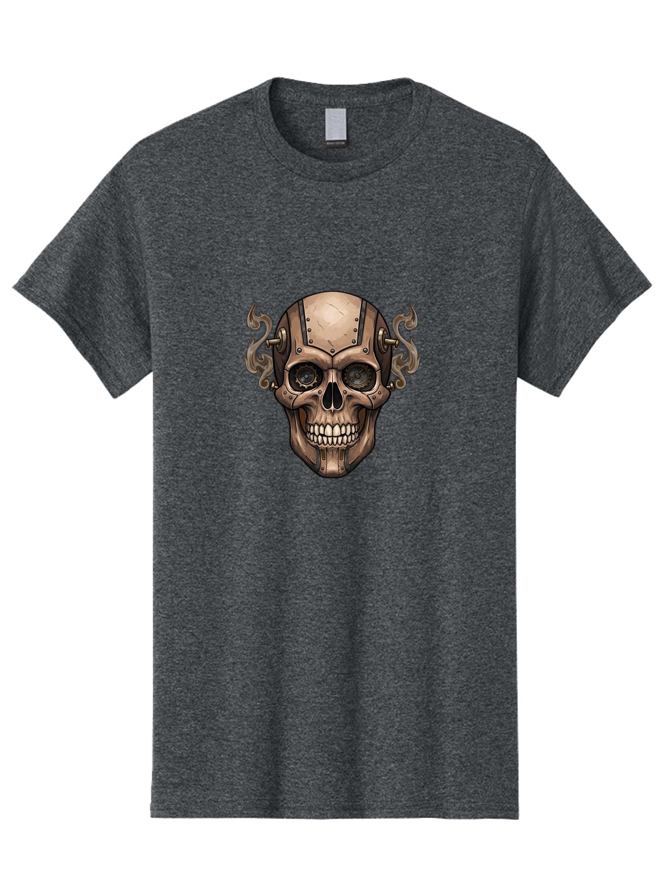 Skull-Head Men'S Graphic Tee, 100% Cotton, Comfortable Casual Summer Wear, Machine Washable, Cyberpunk Skull, Steampunk Art, Mechanical Skull, Robotic Skull, Metallic Skeleton, Futuristic Design, Industrial Tech, Sci-Fi, Bad586 9