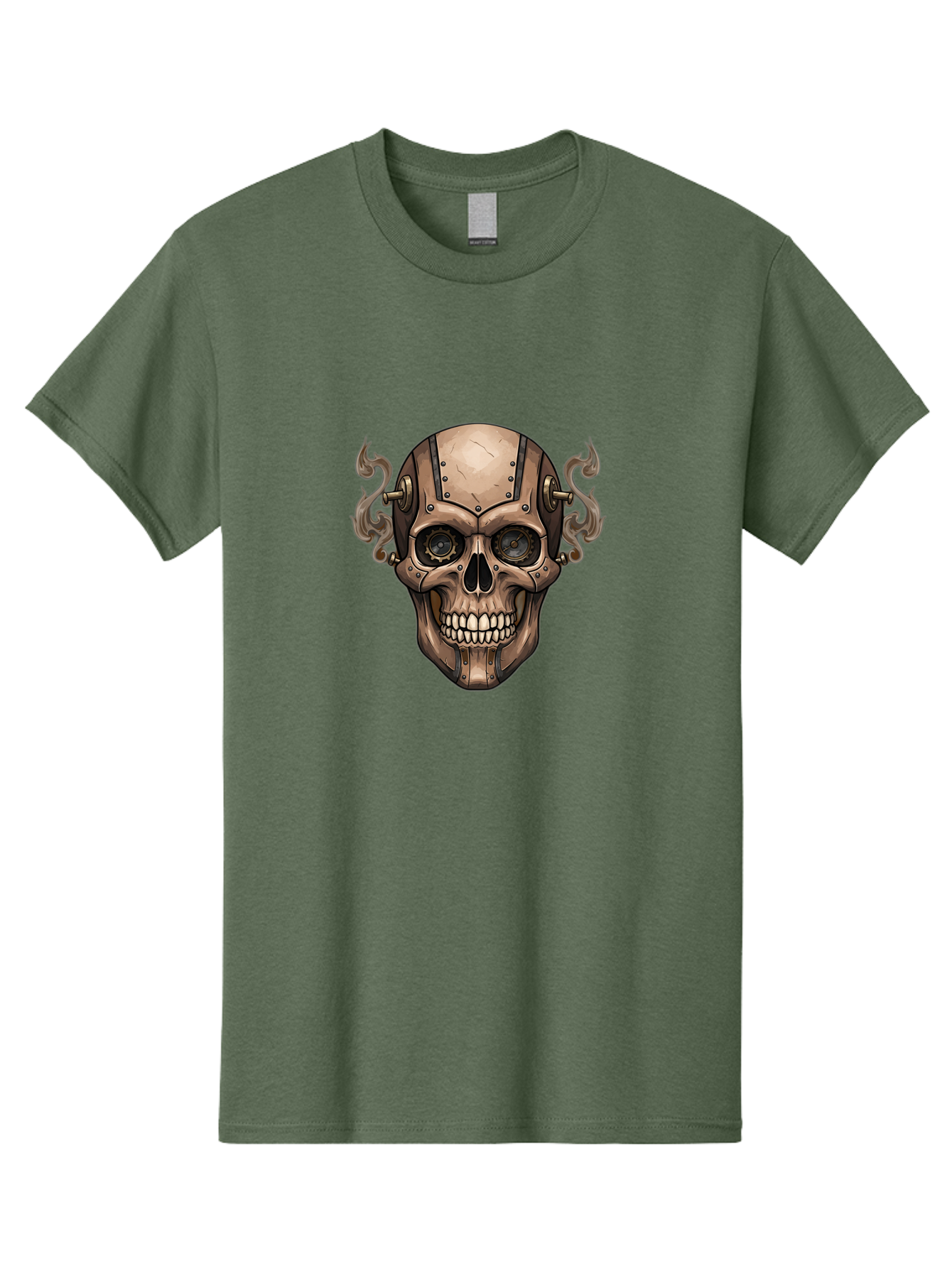 Skull-Head Men'S Graphic Tee, 100% Cotton, Comfortable Casual Summer Wear, Machine Washable, Cyberpunk Skull, Steampunk Art, Mechanical Skull, Robotic Skull, Metallic Skeleton, Futuristic Design, Industrial Tech, Sci-Fi, Bad586 10