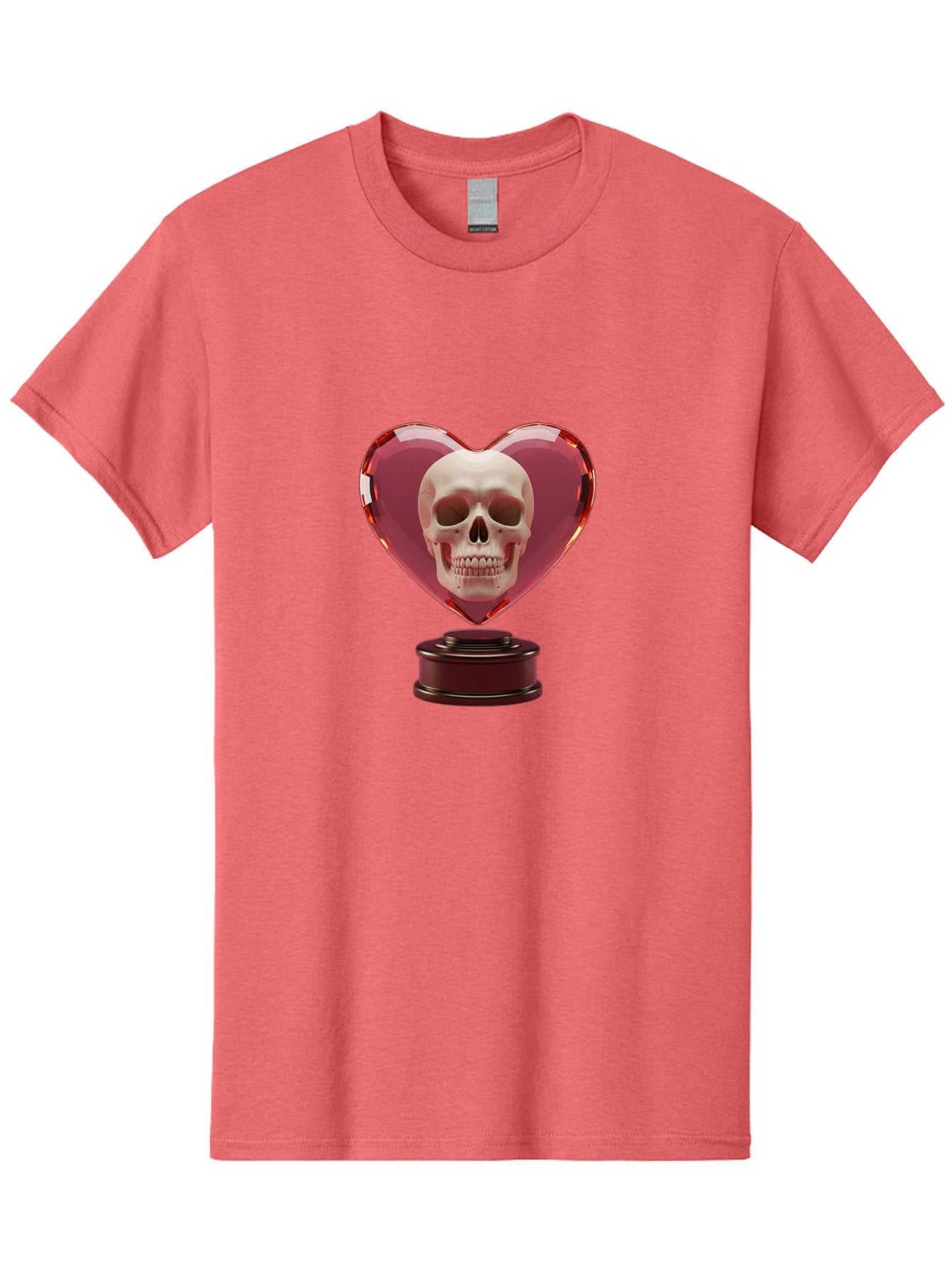 Skull-Heart-Trophy Men'S Graphic Tee, 100% Cotton, Comfortable Casual Summer Wear, Machine Washable, Human Skull, Heart-Shaped Frame, Gothic Decor, Dark Art, Strange Art, Unique Collectible, Dark Romance, Gothic Aesthetic, Unusual Trophy Bad587 3