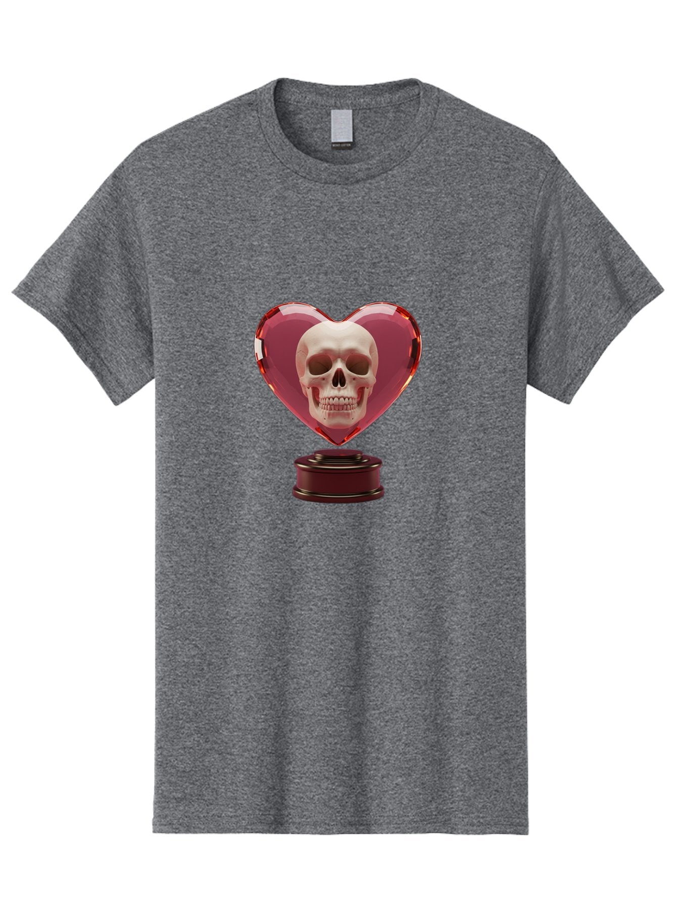 Skull-Heart-Trophy Men'S Graphic Tee, 100% Cotton, Comfortable Casual Summer Wear, Machine Washable, Human Skull, Heart-Shaped Frame, Gothic Decor, Dark Art, Strange Art, Unique Collectible, Dark Romance, Gothic Aesthetic, Unusual Trophy Bad587 14