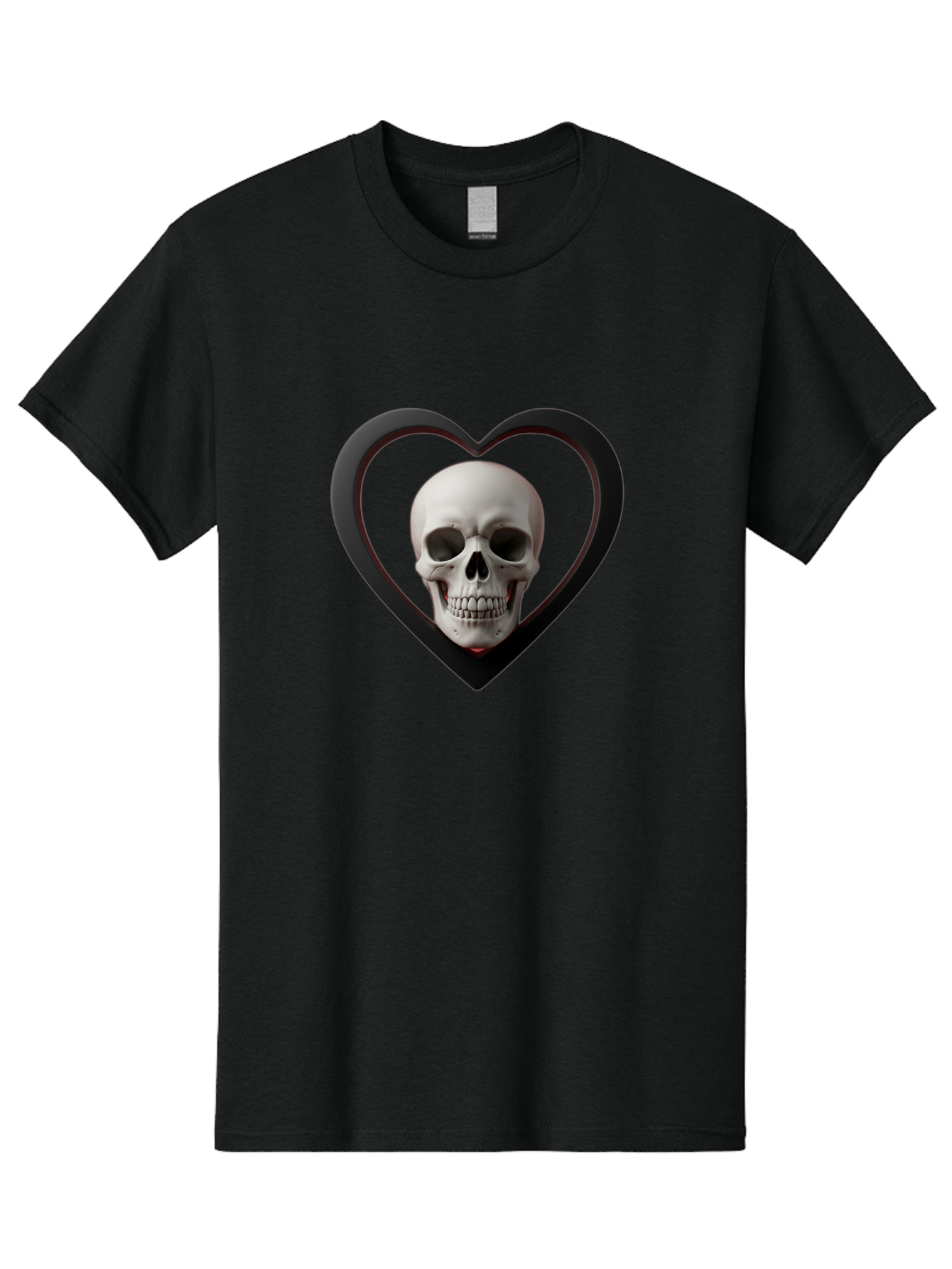 Skull-In-Heart Men'S Graphic Tee, 100% Cotton, Comfortable Casual Summer Wear, Machine Washable, Human Skull, Heart Shape, Black Outline, Gothic Symbolism, Edgy Aesthetic, Dark Art, Skull Art, Heart Frame Bad588 8