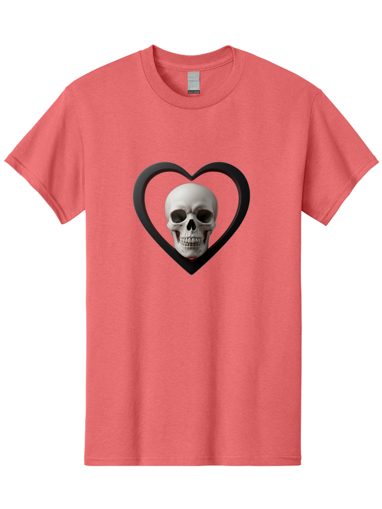 Skull-In-Heart Men'S Graphic Tee, 100% Cotton, Comfortable Casual Summer Wear, Machine Washable, Human Skull, Heart Shape, Black Outline, Gothic Symbolism, Edgy Aesthetic, Dark Art, Skull Art, Heart Frame Bad588 13