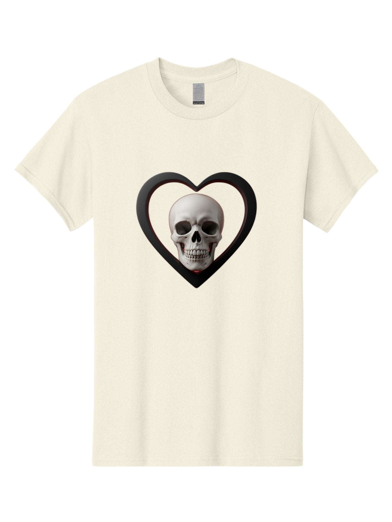 Skull-In-Heart Men'S Graphic Tee, 100% Cotton, Comfortable Casual Summer Wear, Machine Washable, Human Skull, Heart Shape, Black Outline, Gothic Symbolism, Edgy Aesthetic, Dark Art, Skull Art, Heart Frame Bad588 13