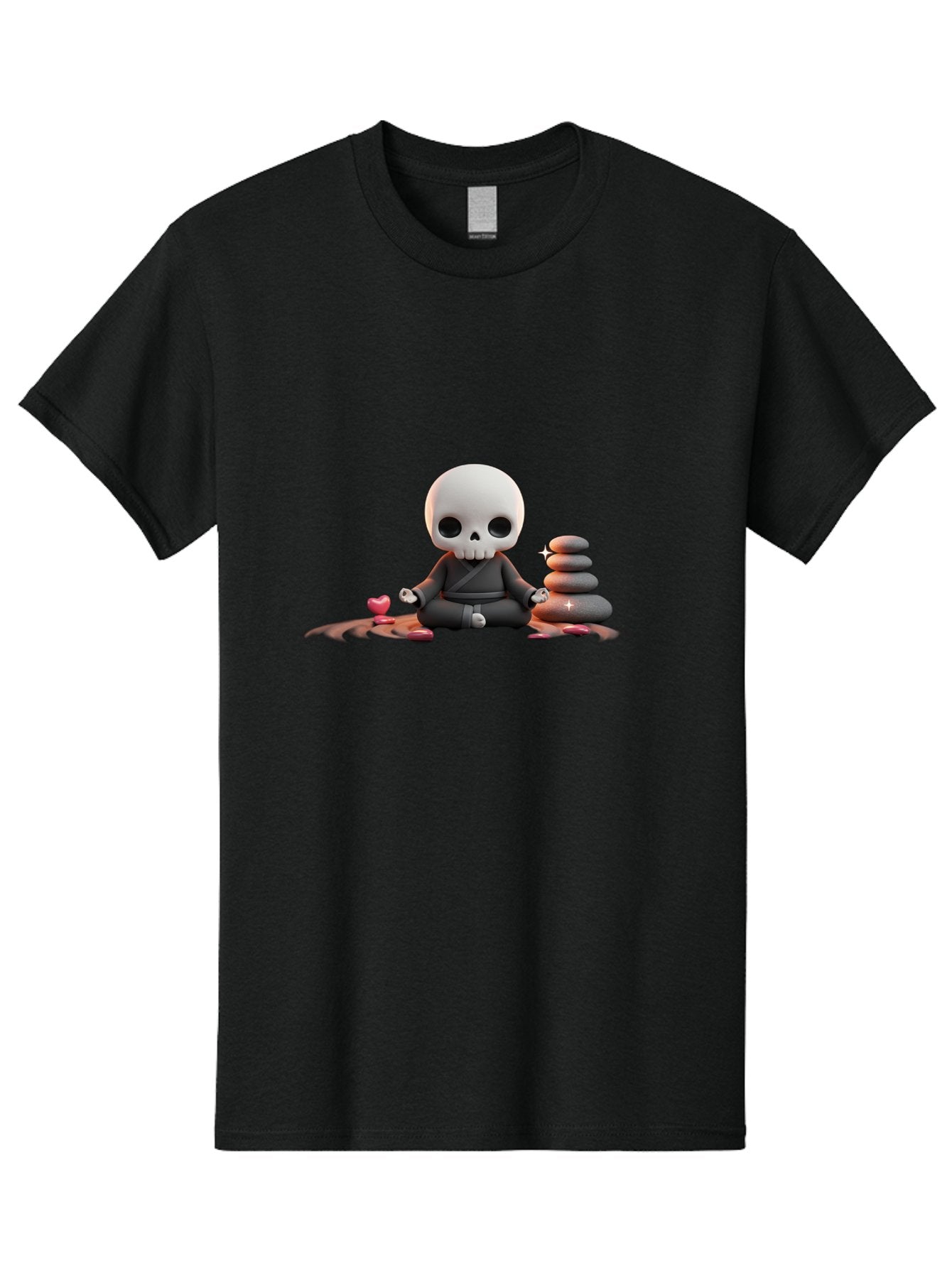 Skull-In-Meditation Men'S Graphic Tee, 100% Cotton, Comfortable Casual Summer Wear, Machine Washable, Meditating Skull, Zen Rocks, Balance And Harmony, Peaceful Atmosphere, Lotus Position, Mindfulness, Meditation, Zen Stones, Calmness, Bad589 8