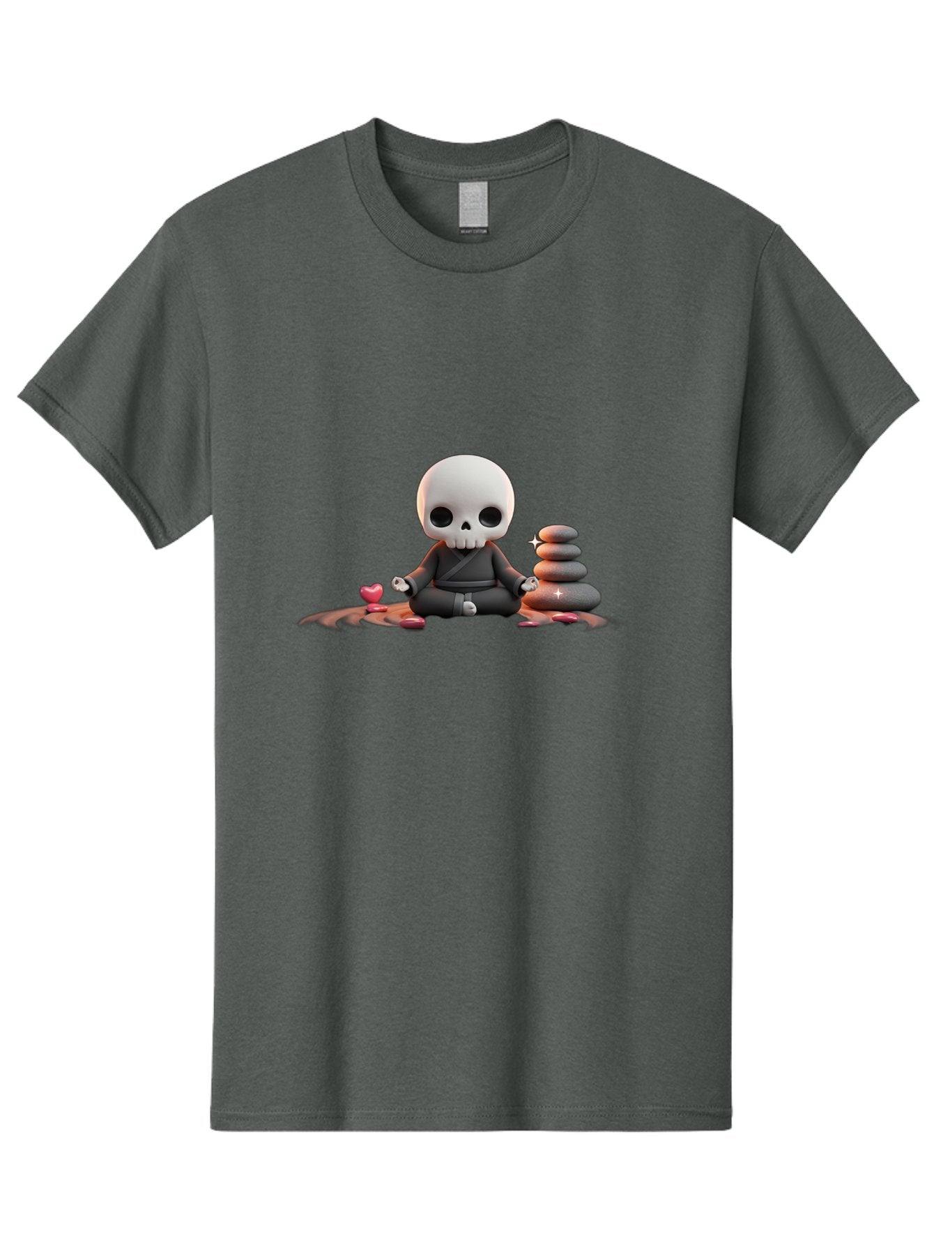 Skull-In-Meditation Men'S Graphic Tee, 100% Cotton, Comfortable Casual Summer Wear, Machine Washable, Meditating Skull, Zen Rocks, Balance And Harmony, Peaceful Atmosphere, Lotus Position, Mindfulness, Meditation, Zen Stones, Calmness, Bad589 11