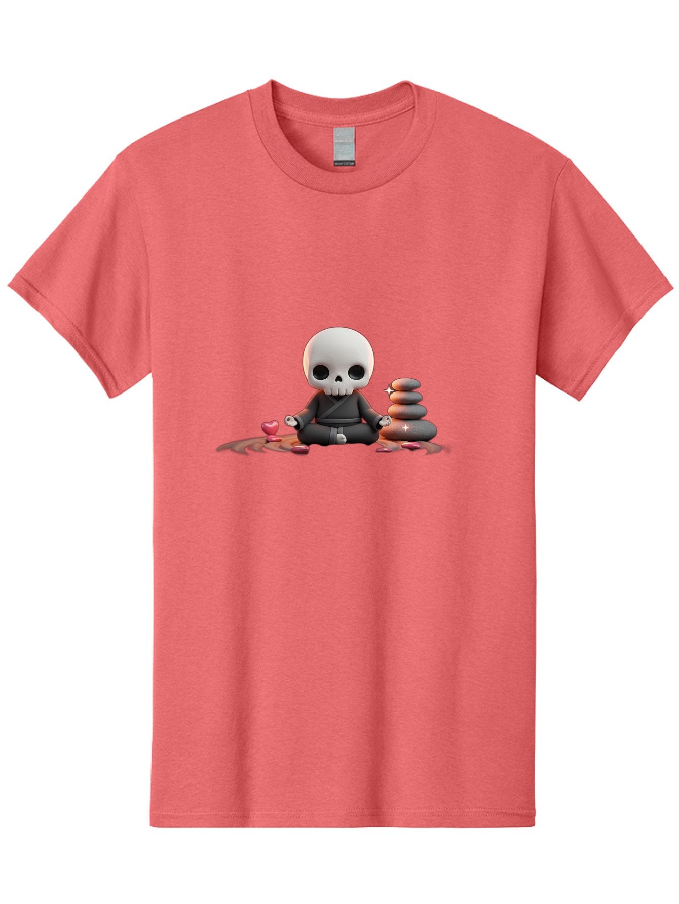 Skull-In-Meditation Men'S Graphic Tee, 100% Cotton, Comfortable Casual Summer Wear, Machine Washable, Meditating Skull, Zen Rocks, Balance And Harmony, Peaceful Atmosphere, Lotus Position, Mindfulness, Meditation, Zen Stones, Calmness, Bad589 12