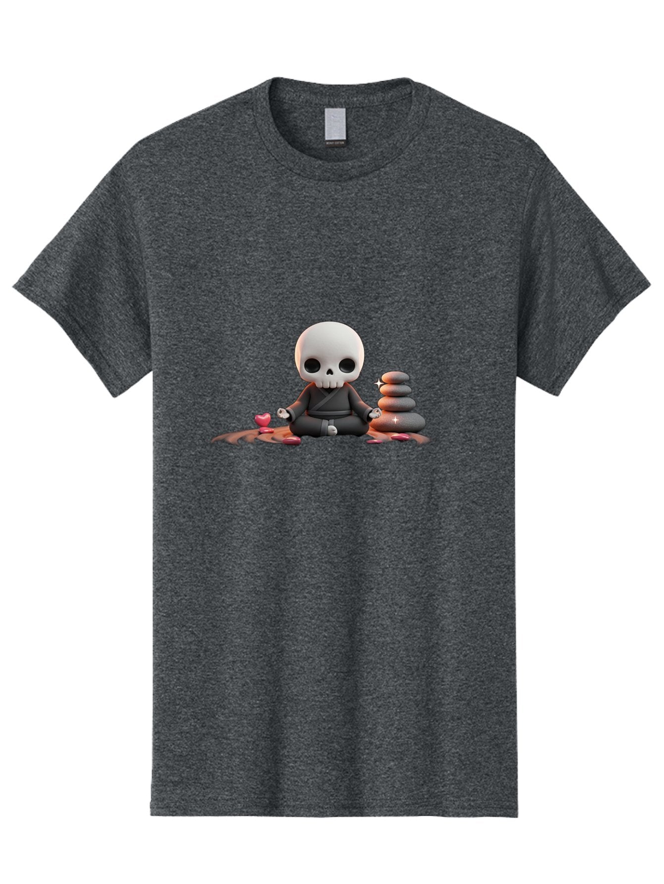 Skull-In-Meditation Men'S Graphic Tee, 100% Cotton, Comfortable Casual Summer Wear, Machine Washable, Meditating Skull, Zen Rocks, Balance And Harmony, Peaceful Atmosphere, Lotus Position, Mindfulness, Meditation, Zen Stones, Calmness, Bad589 3