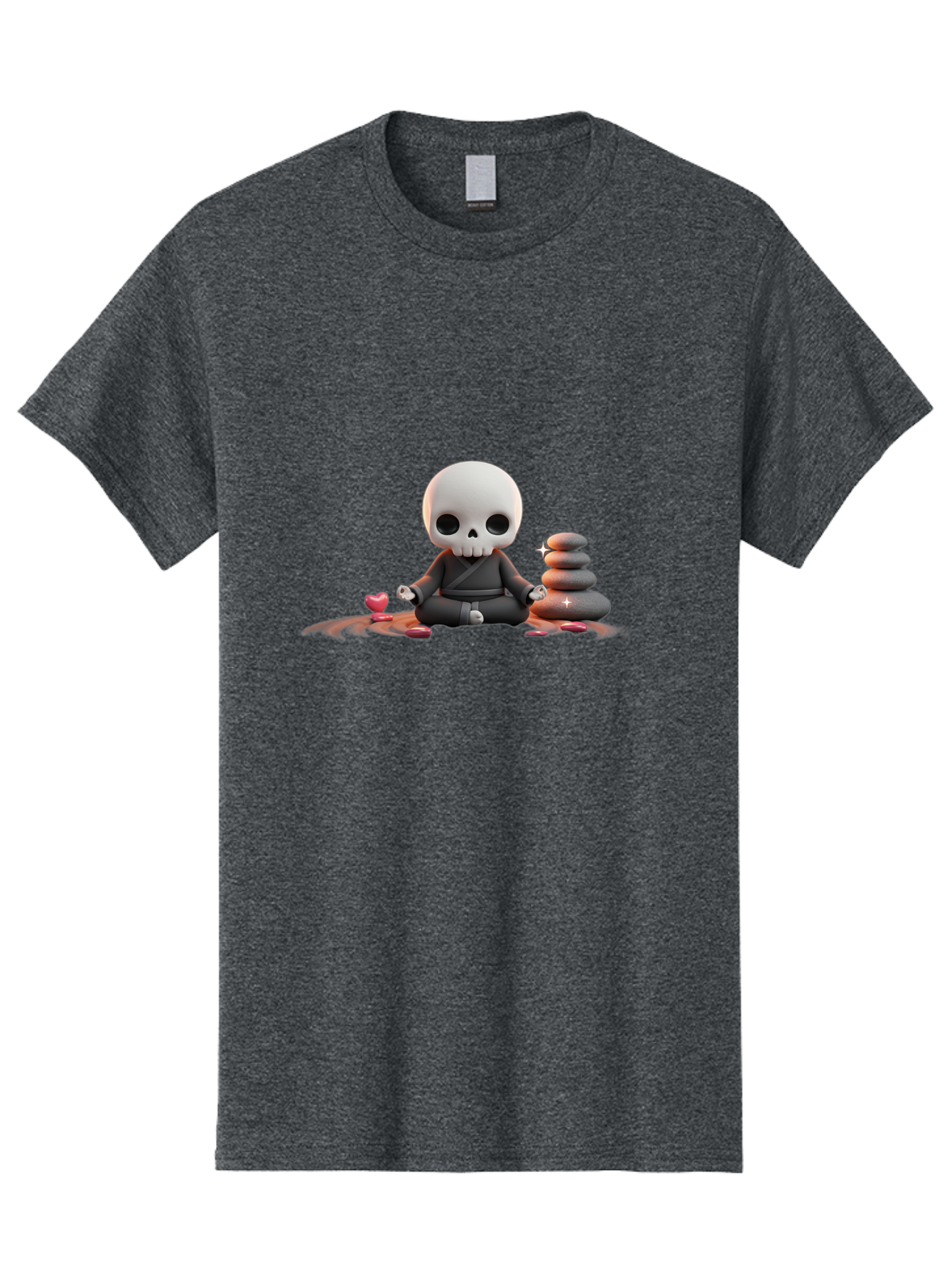 Skull-In-Meditation Men'S Graphic Tee, 100% Cotton, Comfortable Casual Summer Wear, Machine Washable, Meditating Skull, Zen Rocks, Balance And Harmony, Peaceful Atmosphere, Lotus Position, Mindfulness, Meditation, Zen Stones, Calmness, Bad589 9
