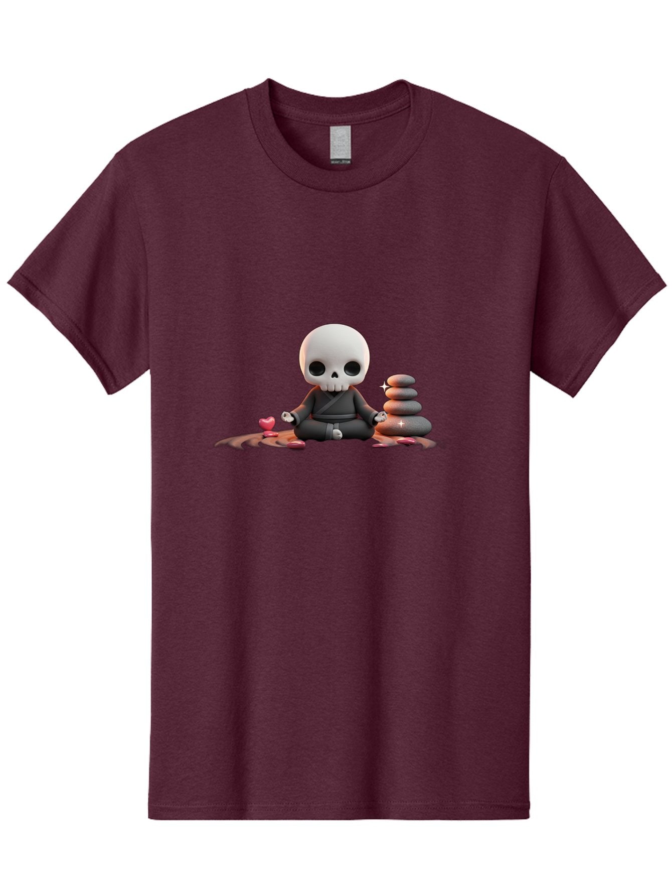 Skull-In-Meditation Men'S Graphic Tee, 100% Cotton, Comfortable Casual Summer Wear, Machine Washable, Meditating Skull, Zen Rocks, Balance And Harmony, Peaceful Atmosphere, Lotus Position, Mindfulness, Meditation, Zen Stones, Calmness, Bad589 15