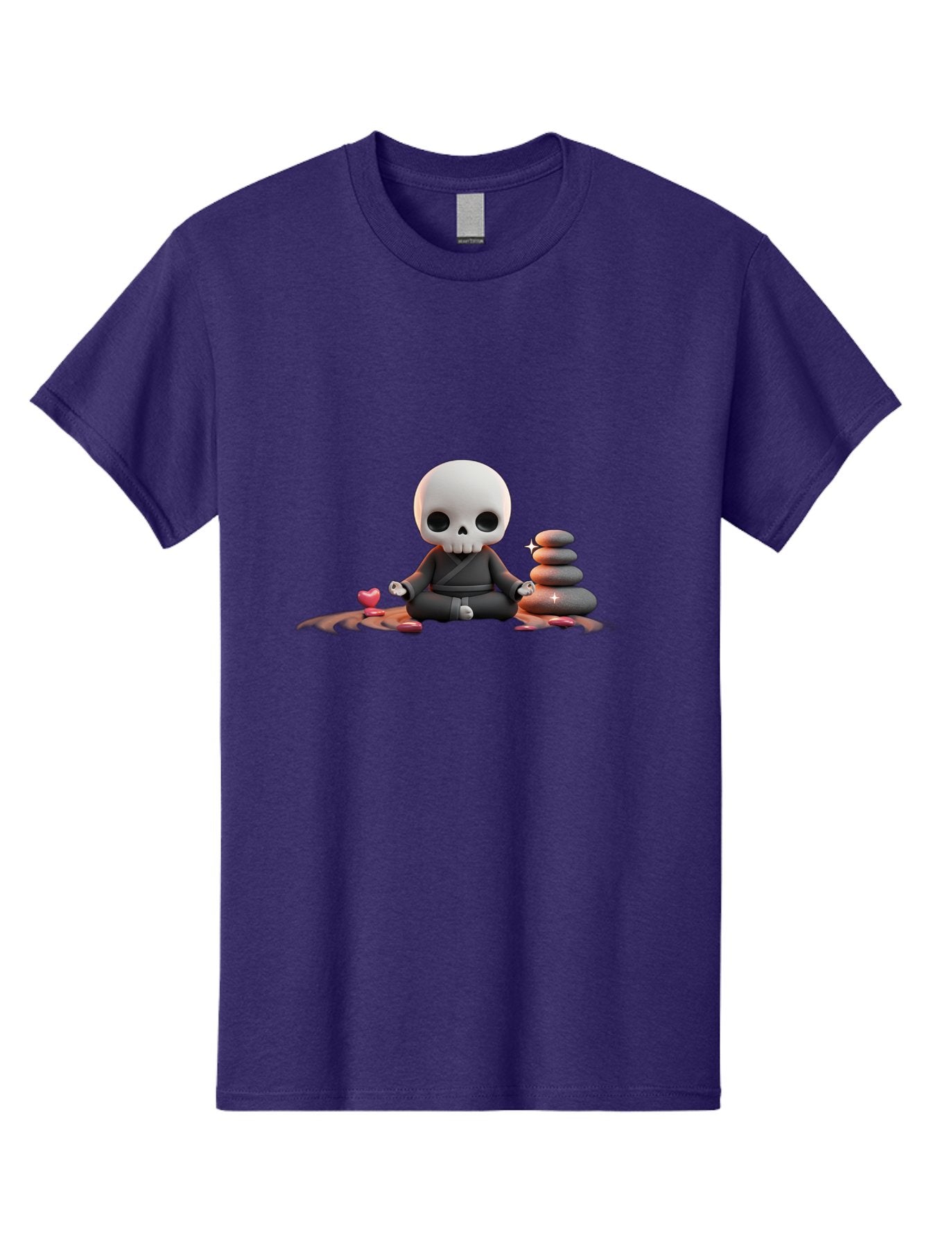 Skull-In-Meditation Men'S Graphic Tee, 100% Cotton, Comfortable Casual Summer Wear, Machine Washable, Meditating Skull, Zen Rocks, Balance And Harmony, Peaceful Atmosphere, Lotus Position, Mindfulness, Meditation, Zen Stones, Calmness, Bad589 9