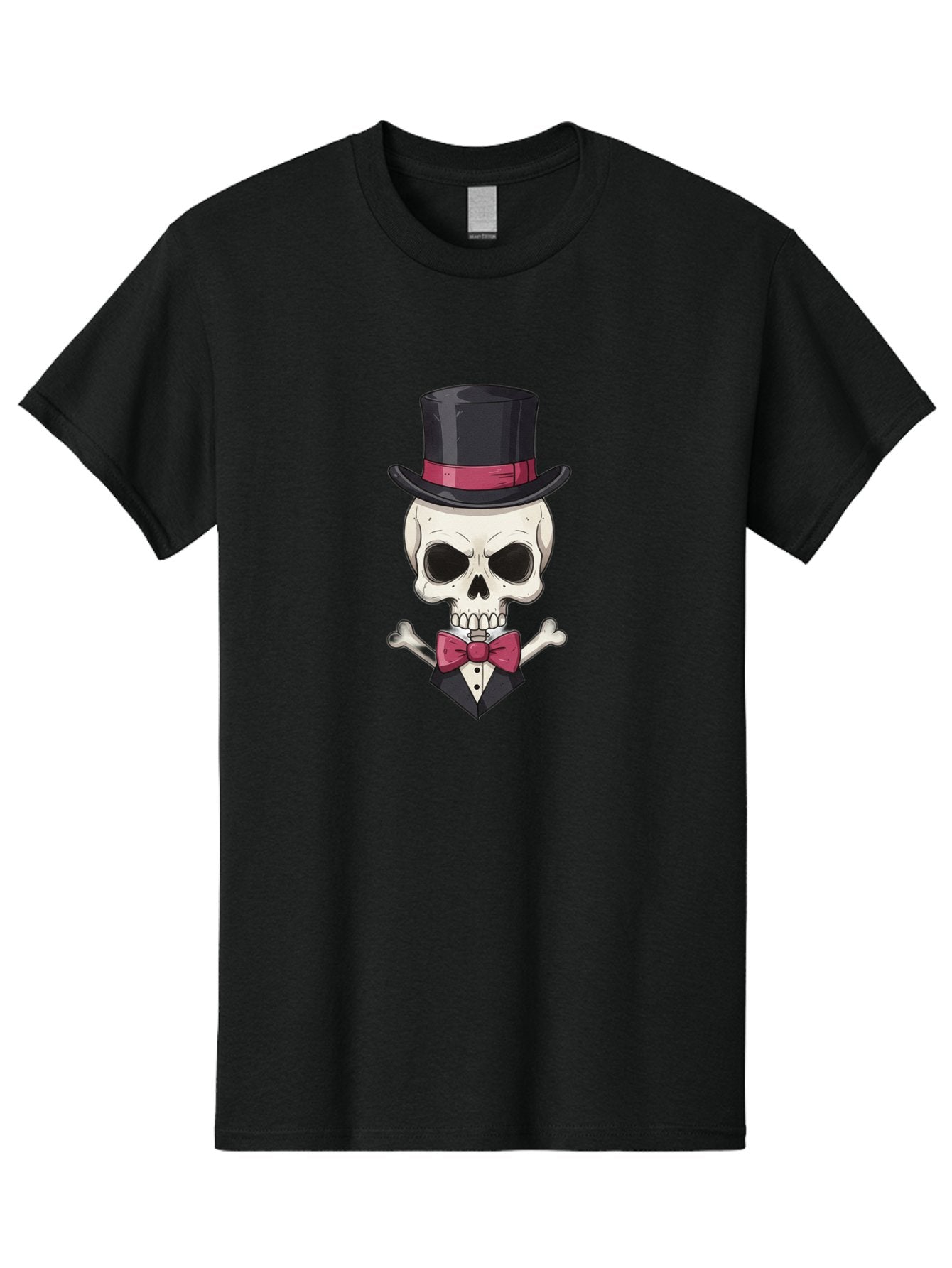 Skull-In-Top-Hat Men'S Graphic Tee, 100% Cotton, Comfortable Casual Summer Wear, Machine Washable, Skull, Crossbones, Top Hat, Bow Tie, Tuxedo, Formal Attire, Spooky, Halloween, Gothic Style, Dark Elegance, Macabre Charm Bad593 10