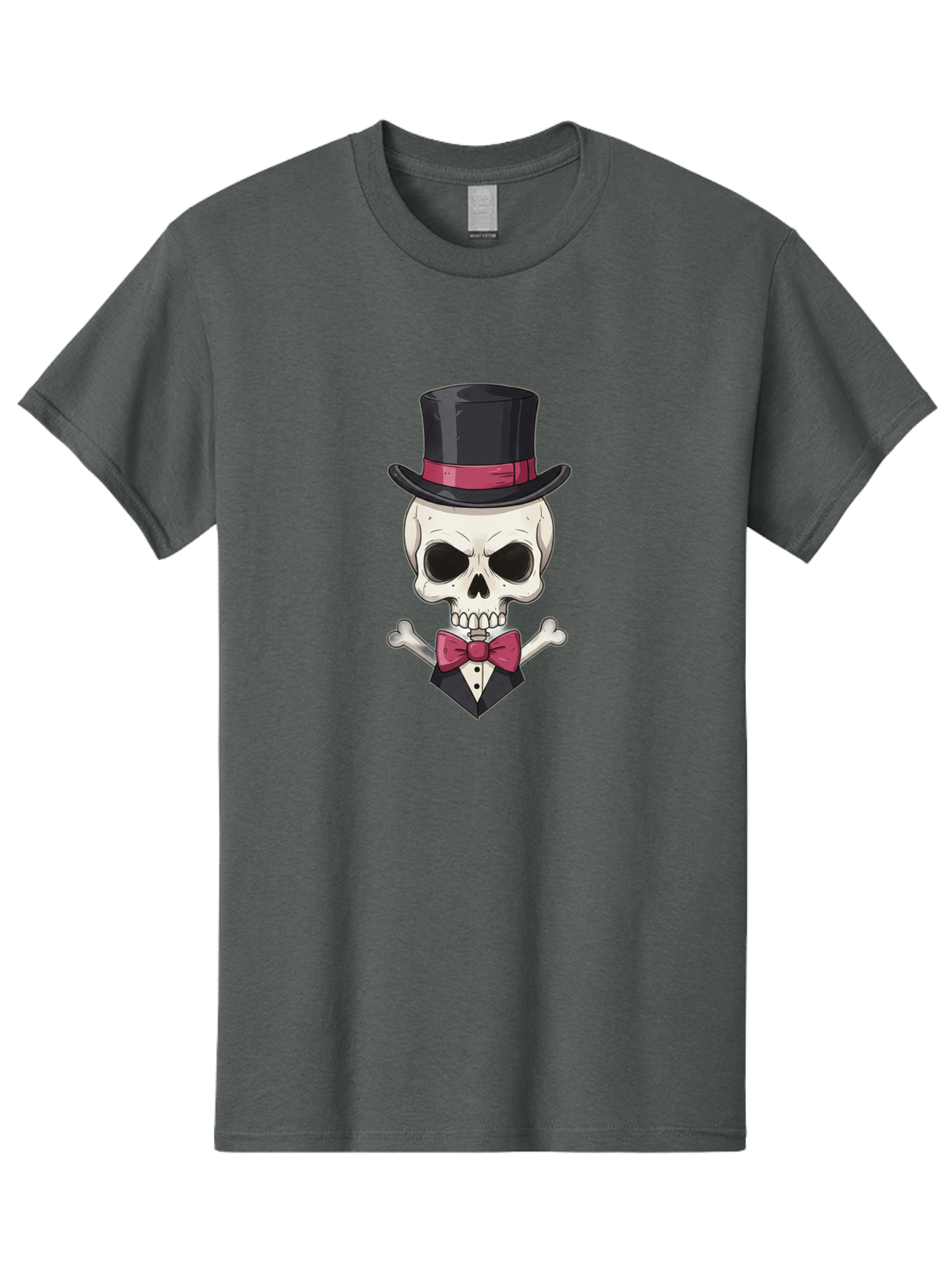 Skull-In-Top-Hat Men'S Graphic Tee, 100% Cotton, Comfortable Casual Summer Wear, Machine Washable, Skull, Crossbones, Top Hat, Bow Tie, Tuxedo, Formal Attire, Spooky, Halloween, Gothic Style, Dark Elegance, Macabre Charm Bad593 10