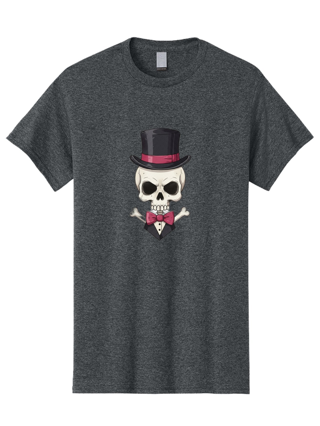 Skull-In-Top-Hat Men'S Graphic Tee, 100% Cotton, Comfortable Casual Summer Wear, Machine Washable, Skull, Crossbones, Top Hat, Bow Tie, Tuxedo, Formal Attire, Spooky, Halloween, Gothic Style, Dark Elegance, Macabre Charm Bad593 13