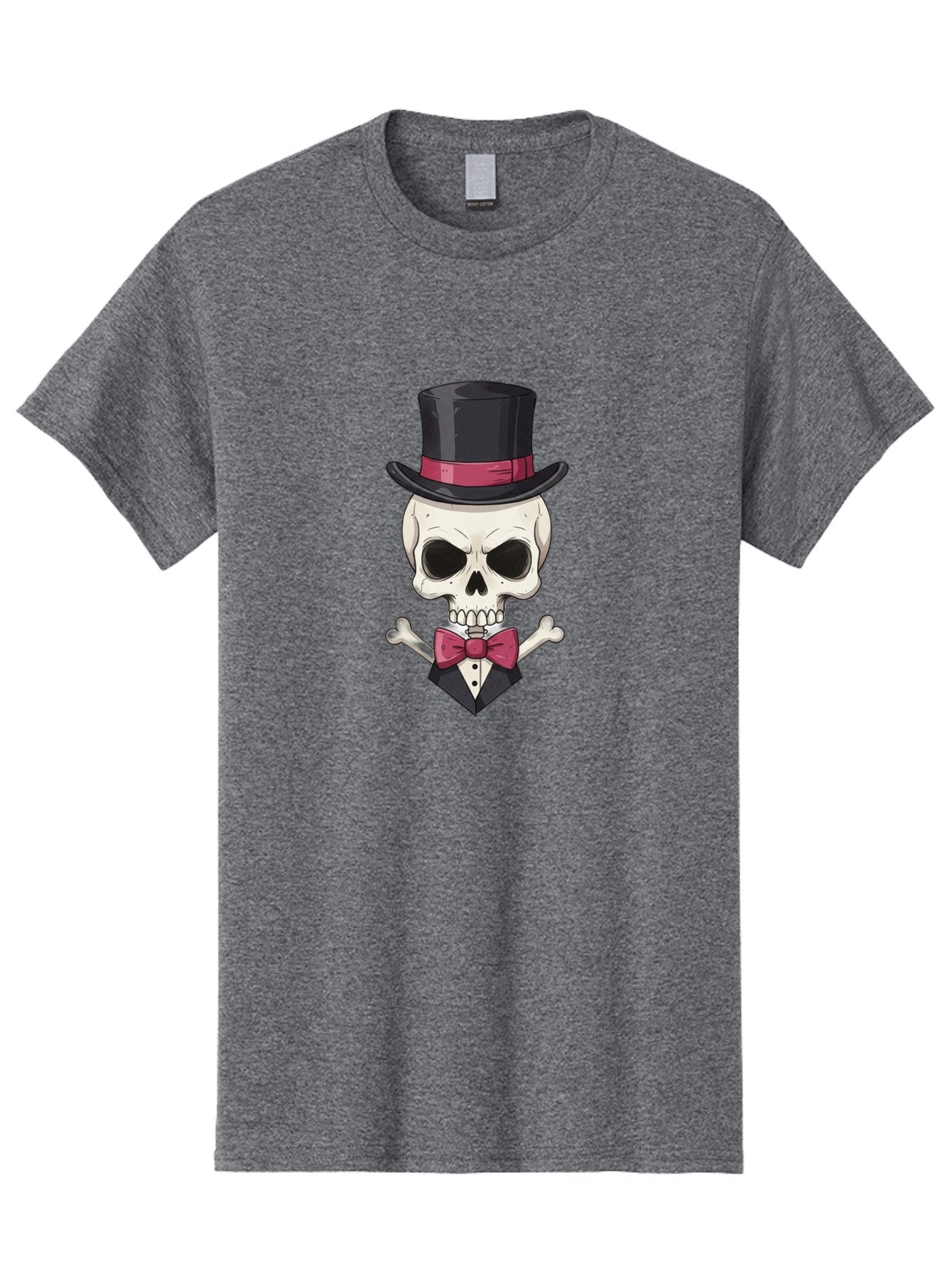 Skull-In-Top-Hat Men'S Graphic Tee, 100% Cotton, Comfortable Casual Summer Wear, Machine Washable, Skull, Crossbones, Top Hat, Bow Tie, Tuxedo, Formal Attire, Spooky, Halloween, Gothic Style, Dark Elegance, Macabre Charm Bad593 8
