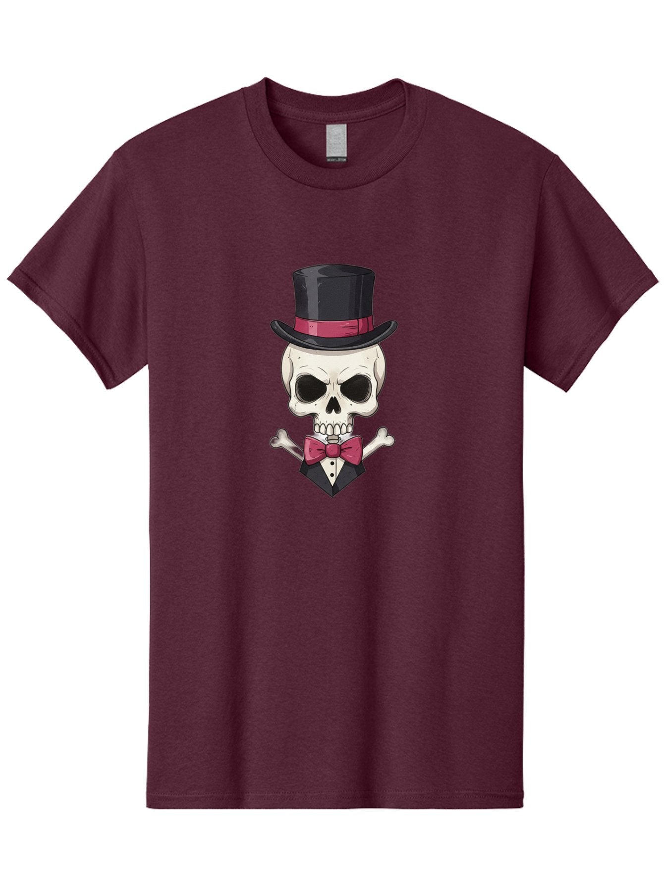 Skull-In-Top-Hat Men'S Graphic Tee, 100% Cotton, Comfortable Casual Summer Wear, Machine Washable, Skull, Crossbones, Top Hat, Bow Tie, Tuxedo, Formal Attire, Spooky, Halloween, Gothic Style, Dark Elegance, Macabre Charm Bad593 15