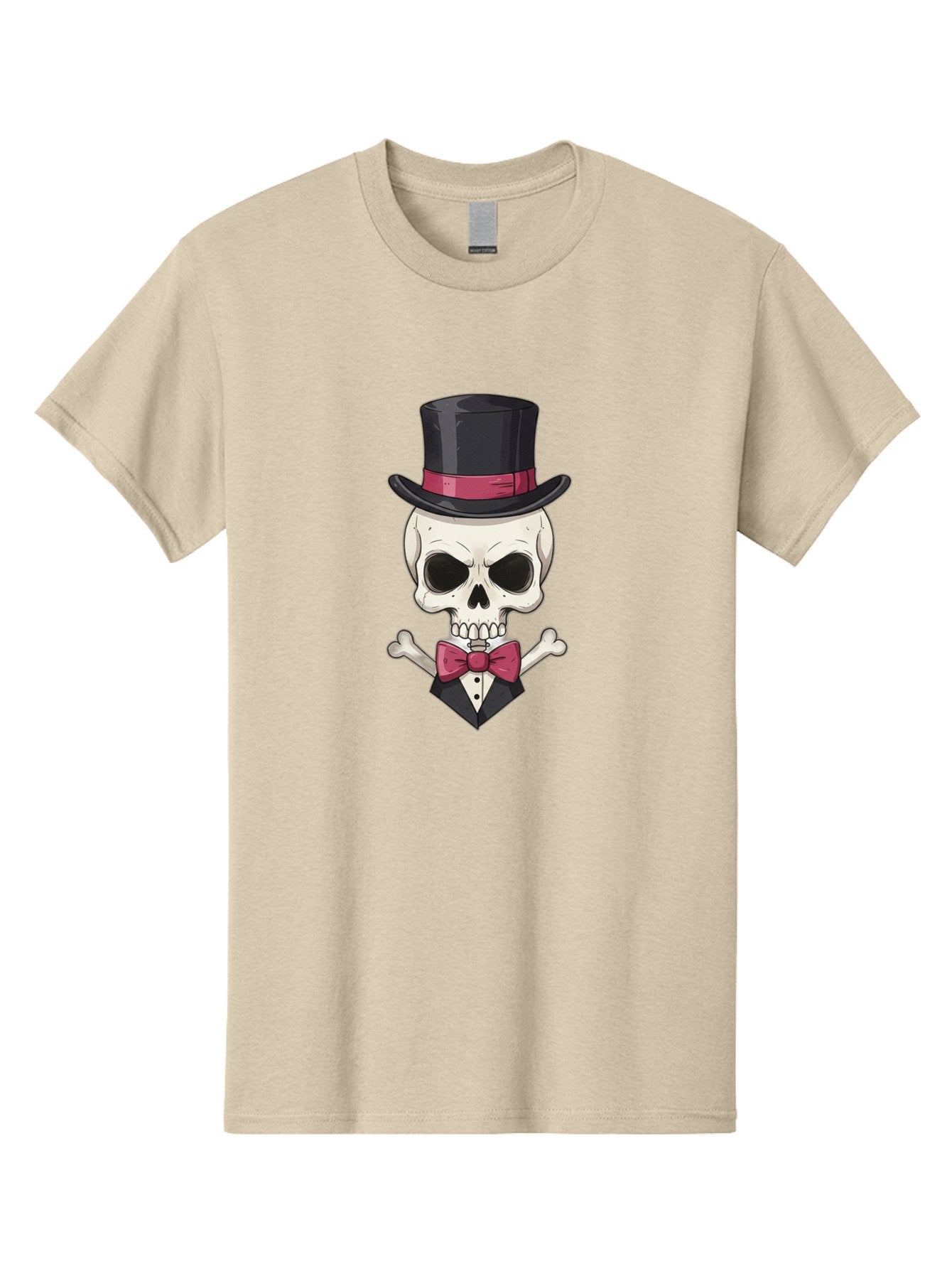 Skull-In-Top-Hat Men'S Graphic Tee, 100% Cotton, Comfortable Casual Summer Wear, Machine Washable, Skull, Crossbones, Top Hat, Bow Tie, Tuxedo, Formal Attire, Spooky, Halloween, Gothic Style, Dark Elegance, Macabre Charm Bad593 7