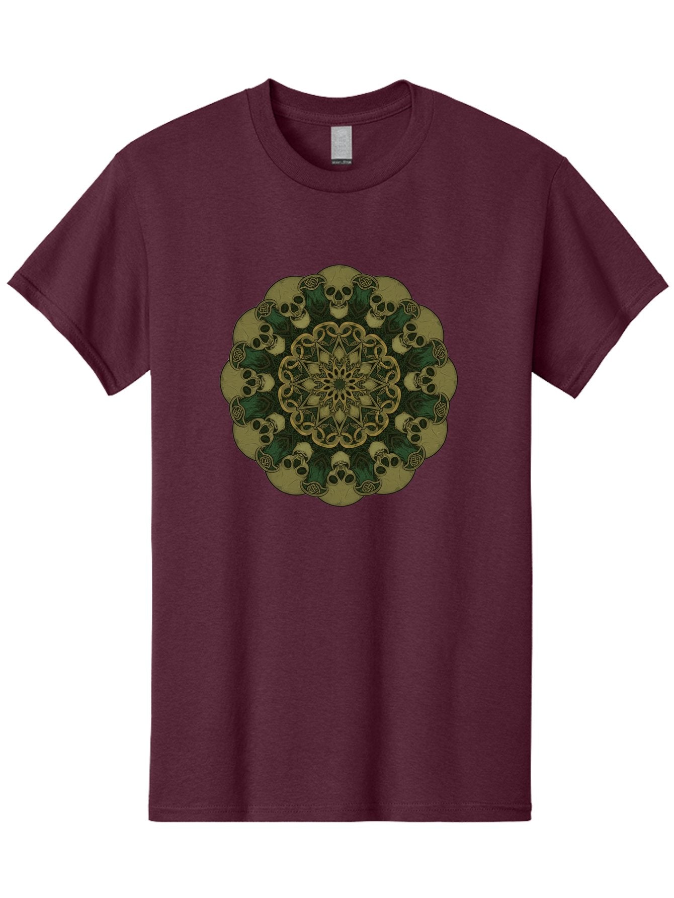 Skull-Mandala-1 Men'S Graphic Tee, 100% Cotton, Comfortable Casual Summer Wear, Machine Washable, Skull Mandala, Intricate Design, Mystic Symbols, Gothic Art, Skulls, Mandala Pattern, Mystical Imagery, Symbolic Art, Dark Mysticism Bad595