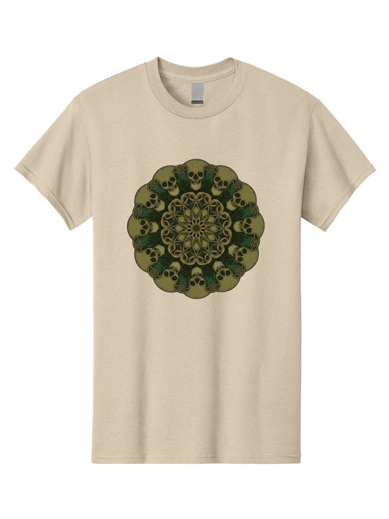 Skull-Mandala-1 Men'S Graphic Tee, 100% Cotton, Comfortable Casual Summer Wear, Machine Washable, Skull Mandala, Intricate Design, Mystic Symbols, Gothic Art, Skulls, Mandala Pattern, Mystical Imagery, Symbolic Art, Dark Mysticism Bad595 14